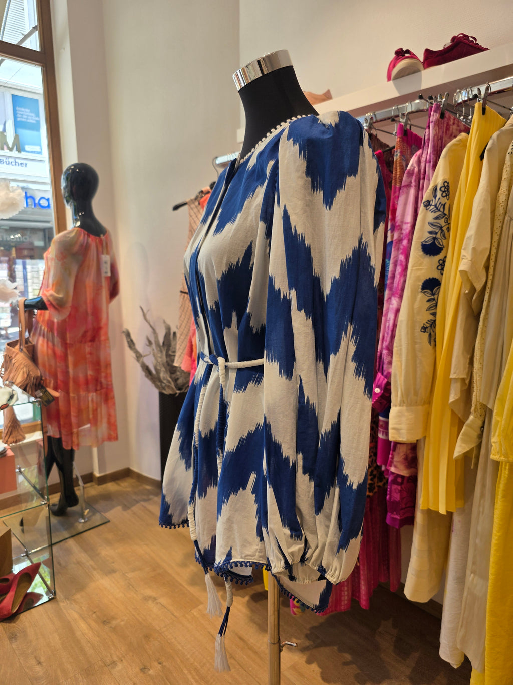 TUNIKA BLUSE BLAU BAUMWOLLE OVERSIZE GR.M