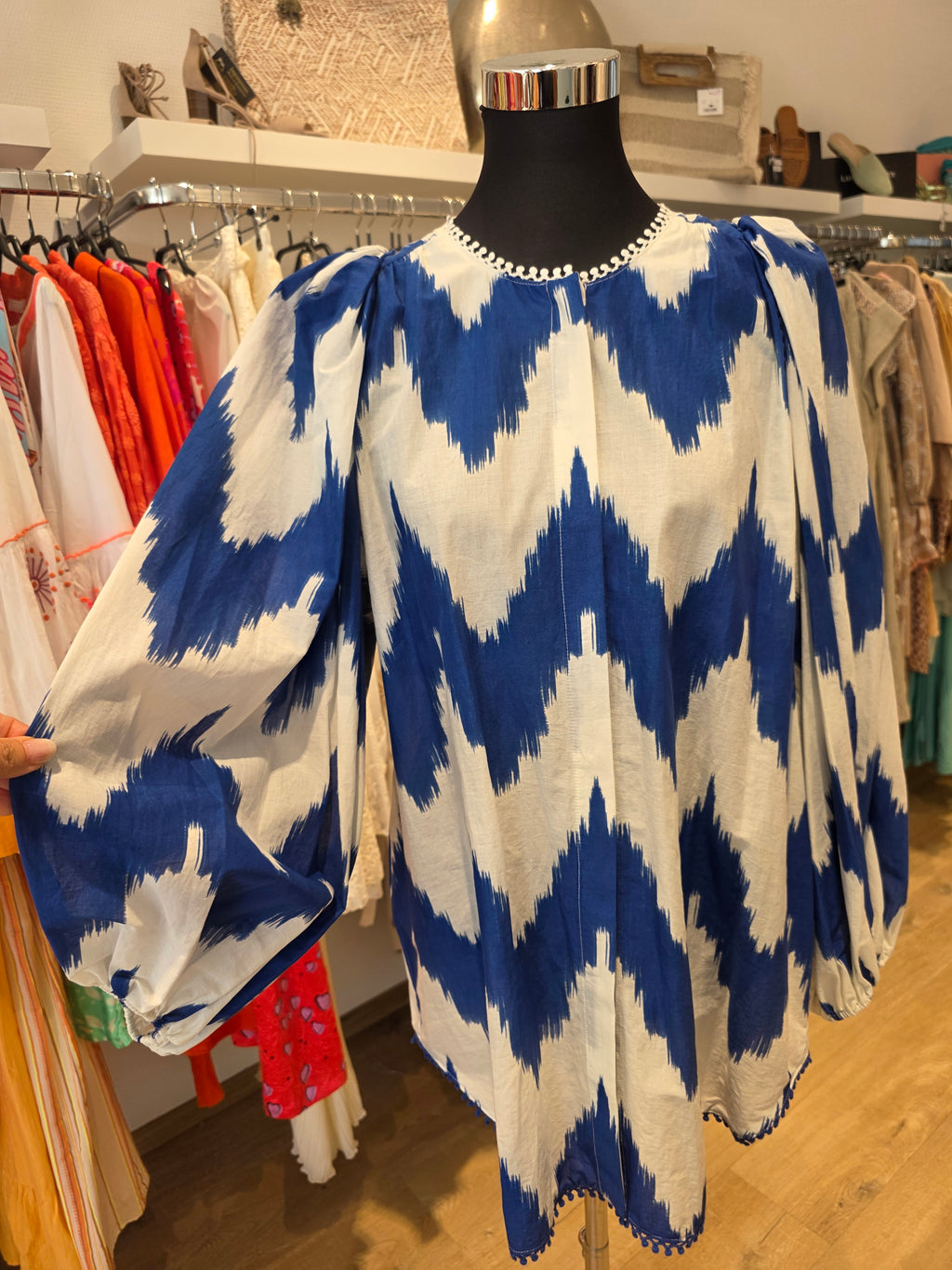 TUNIKA BLUSE BLAU BAUMWOLLE OVERSIZE GR.M