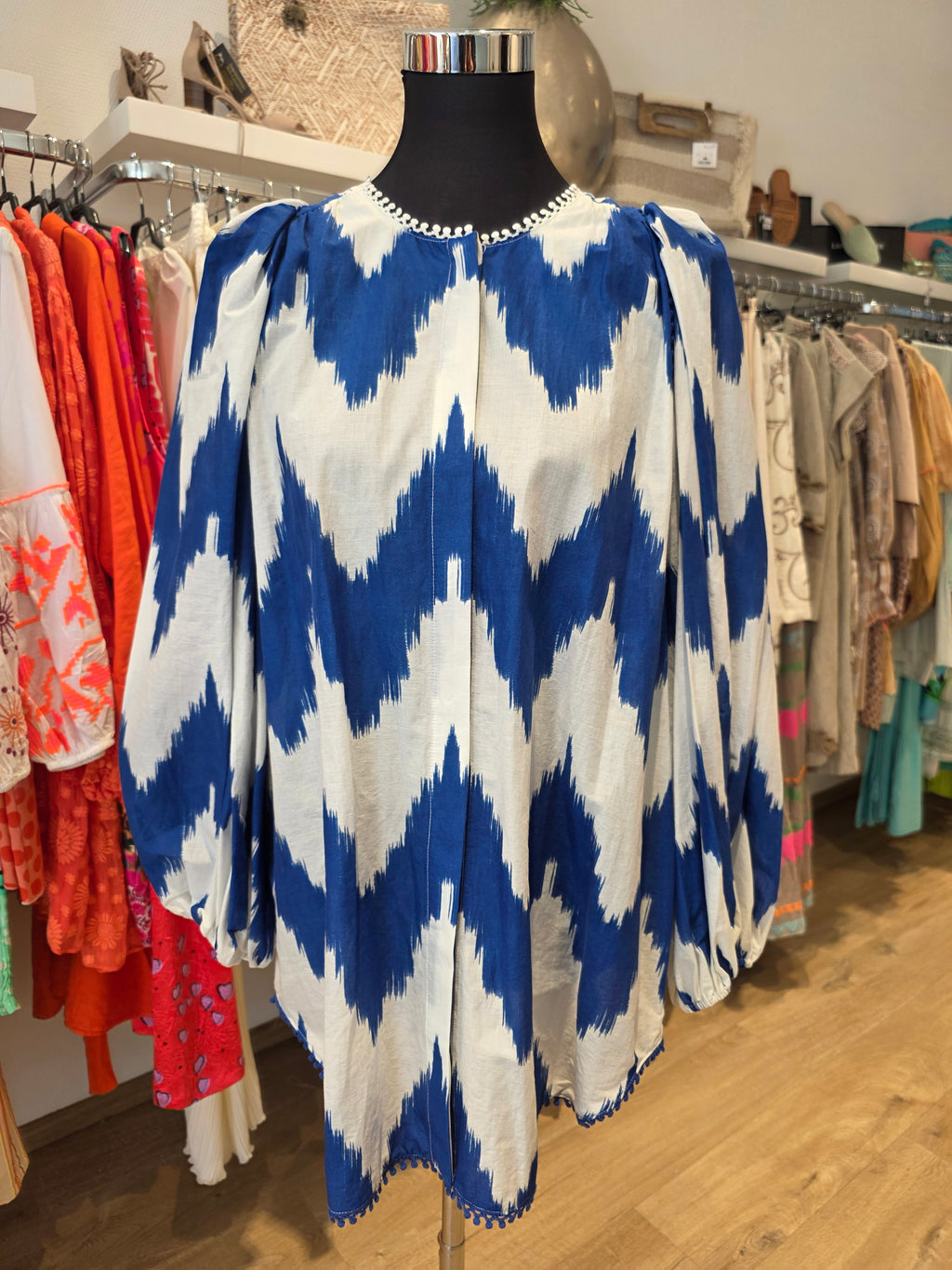 TUNIKA BLUSE BLAU BAUMWOLLE OVERSIZE GR.M