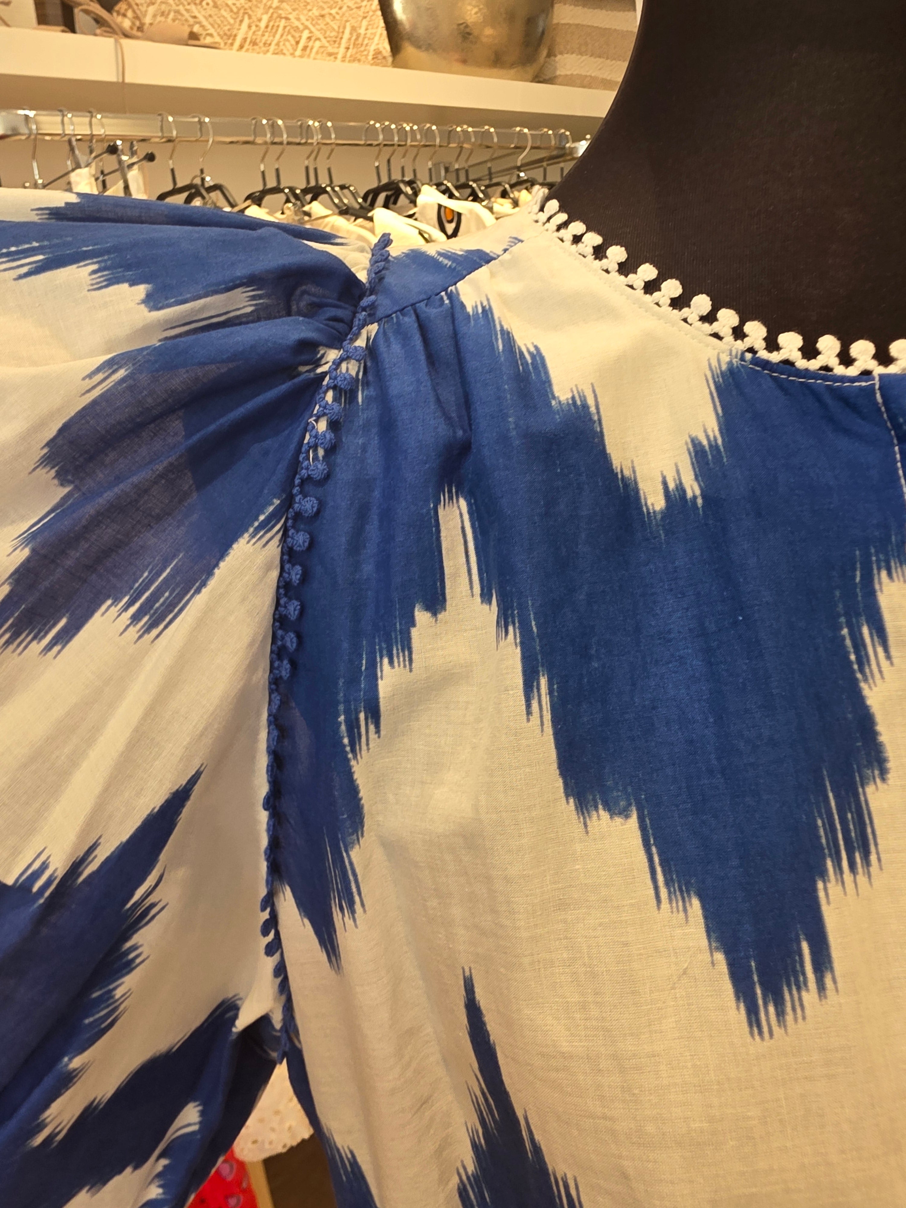 TUNIKA BLUSE BLAU BAUMWOLLE OVERSIZE GR.M