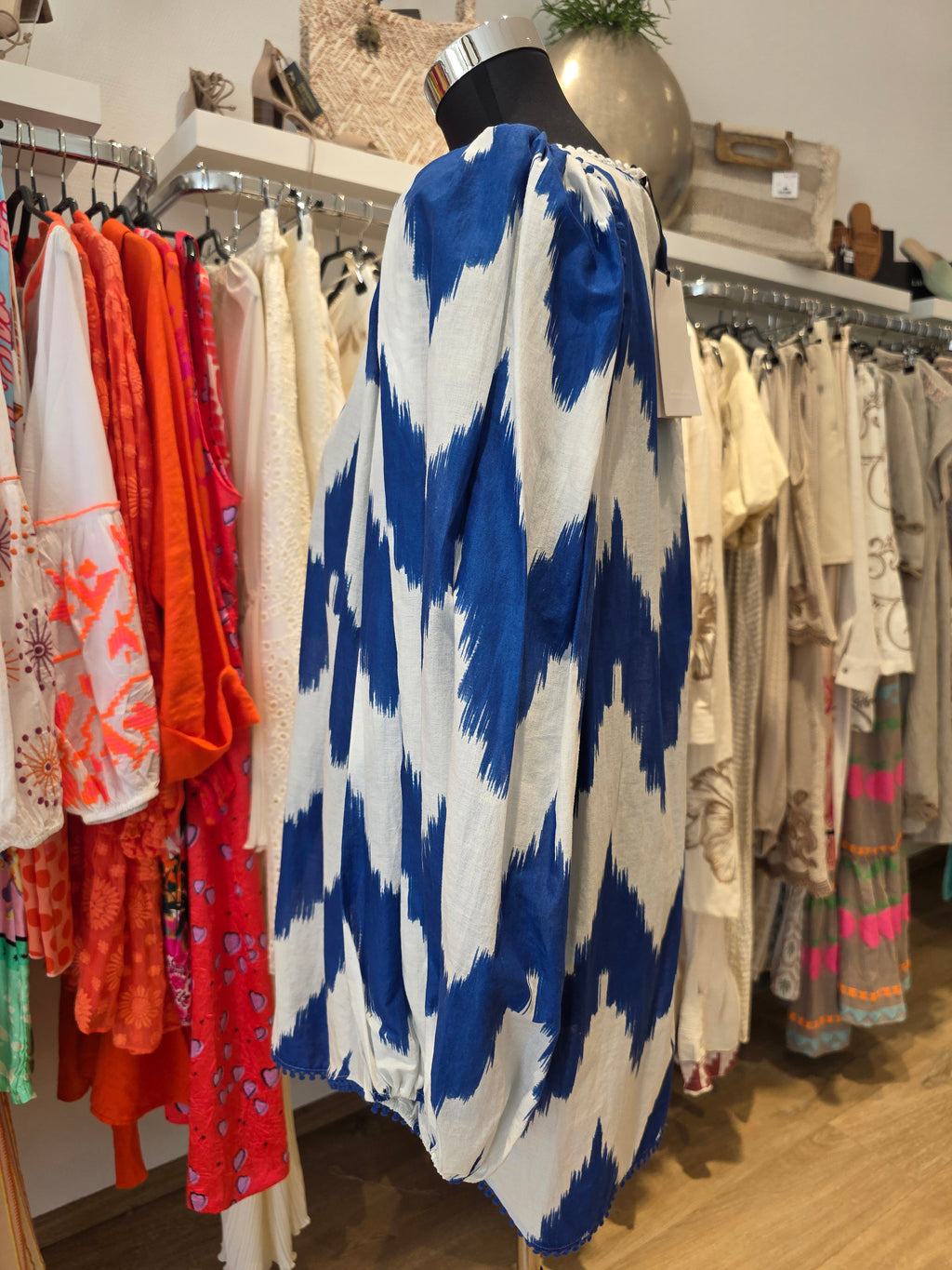 TUNIKA BLUSE BLAU BAUMWOLLE OVERSIZE GR.M