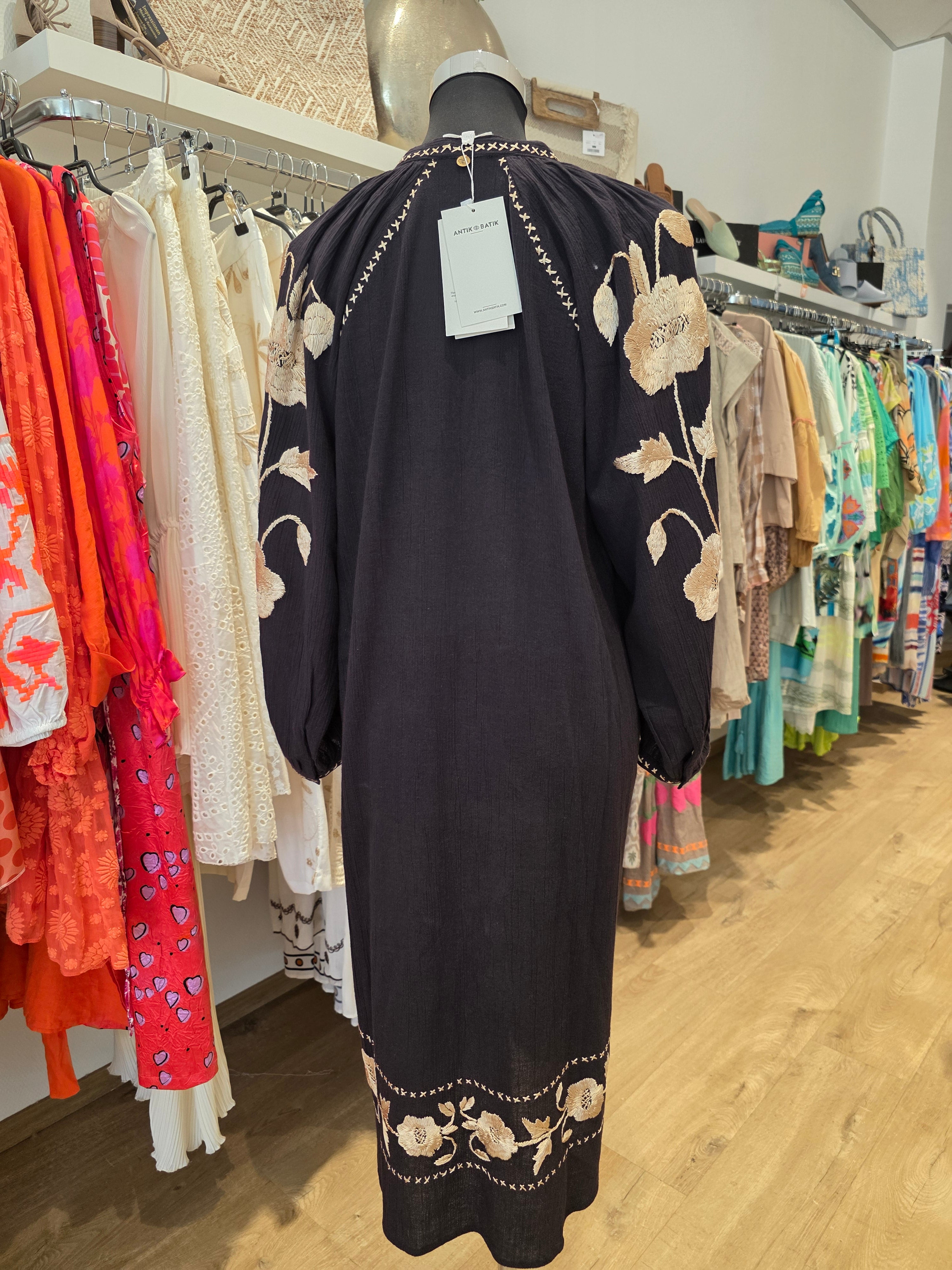 KLEID TUNIKAKLEID KAFTAN SCHWARZ BAUMWOLLE GR.40/M