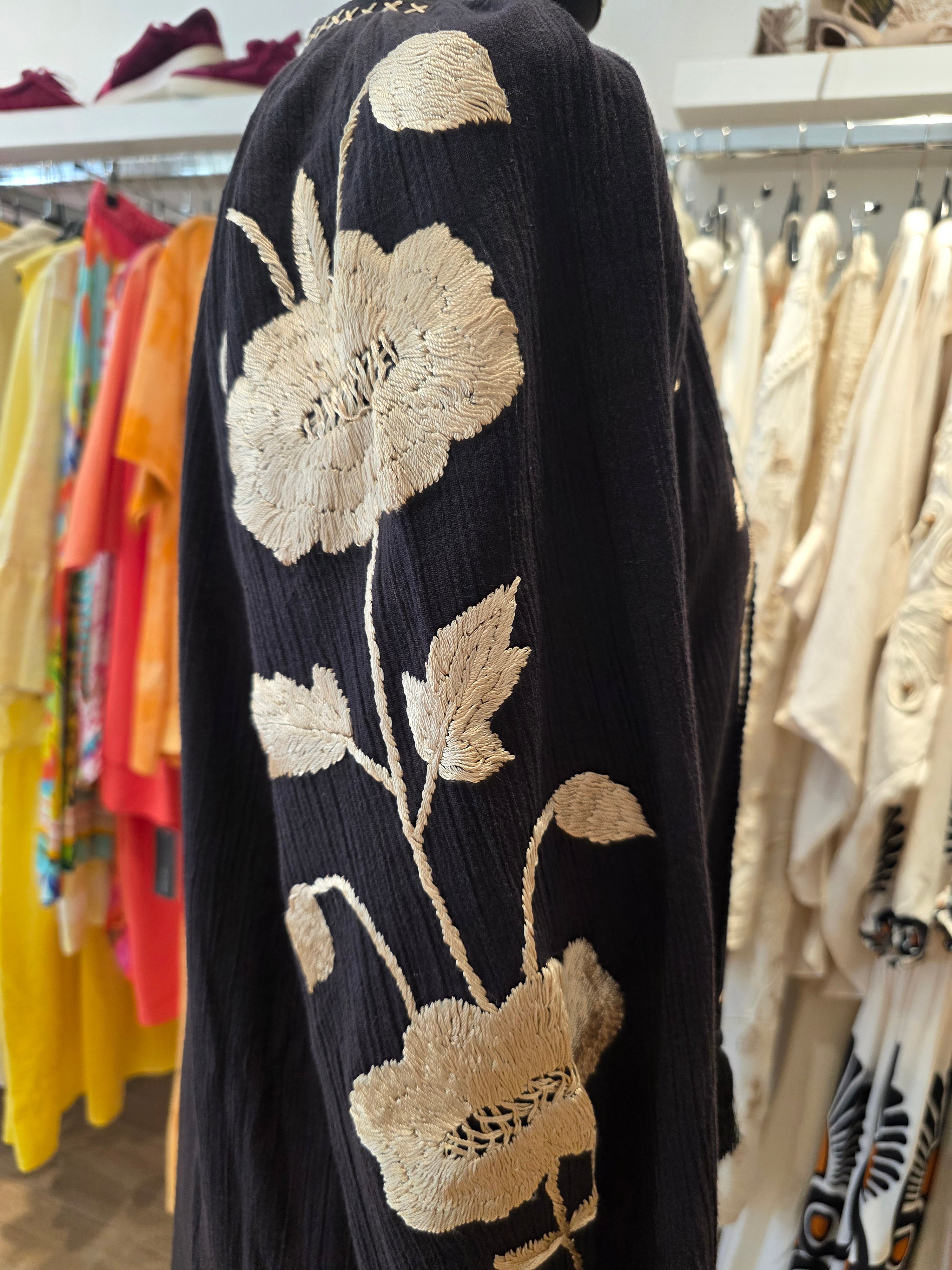 KLEID TUNIKAKLEID KAFTAN SCHWARZ BAUMWOLLE GR.40/M