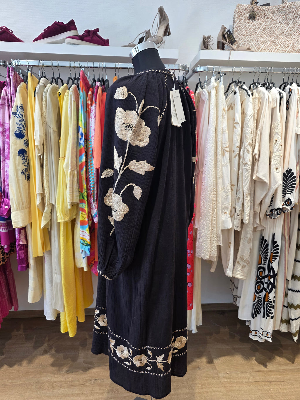 KLEID TUNIKAKLEID KAFTAN SCHWARZ BAUMWOLLE GR.40/M