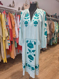 KLEID TUNIKAKLEID KAFTAN PISTAZIE BAUMWOLLE GR.40M