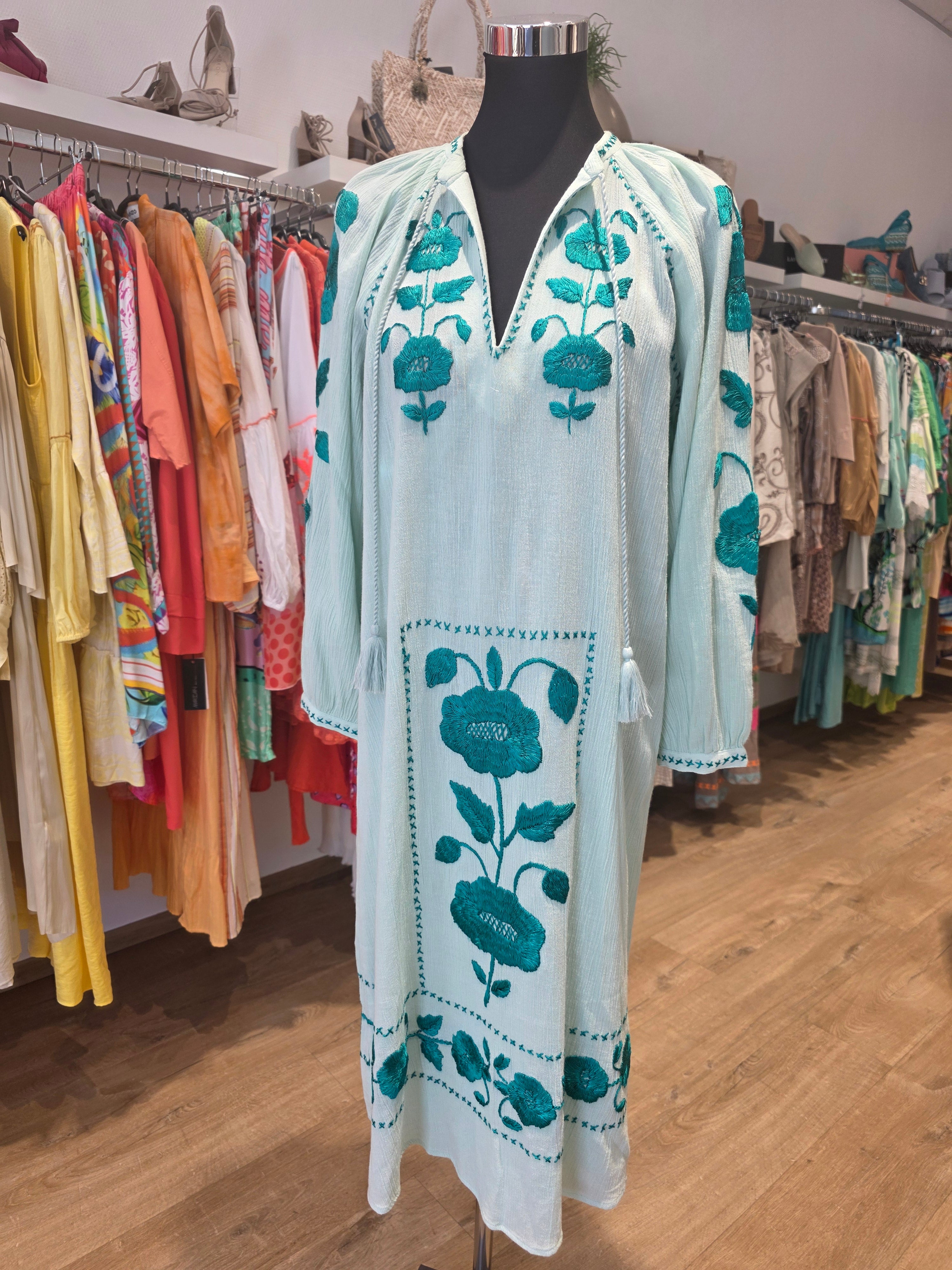 KLEID TUNIKAKLEID KAFTAN PISTAZIE BAUMWOLLE GR.40M