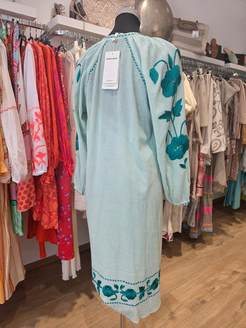 KLEID TUNIKAKLEID KAFTAN PISTAZIE BAUMWOLLE GR.40M