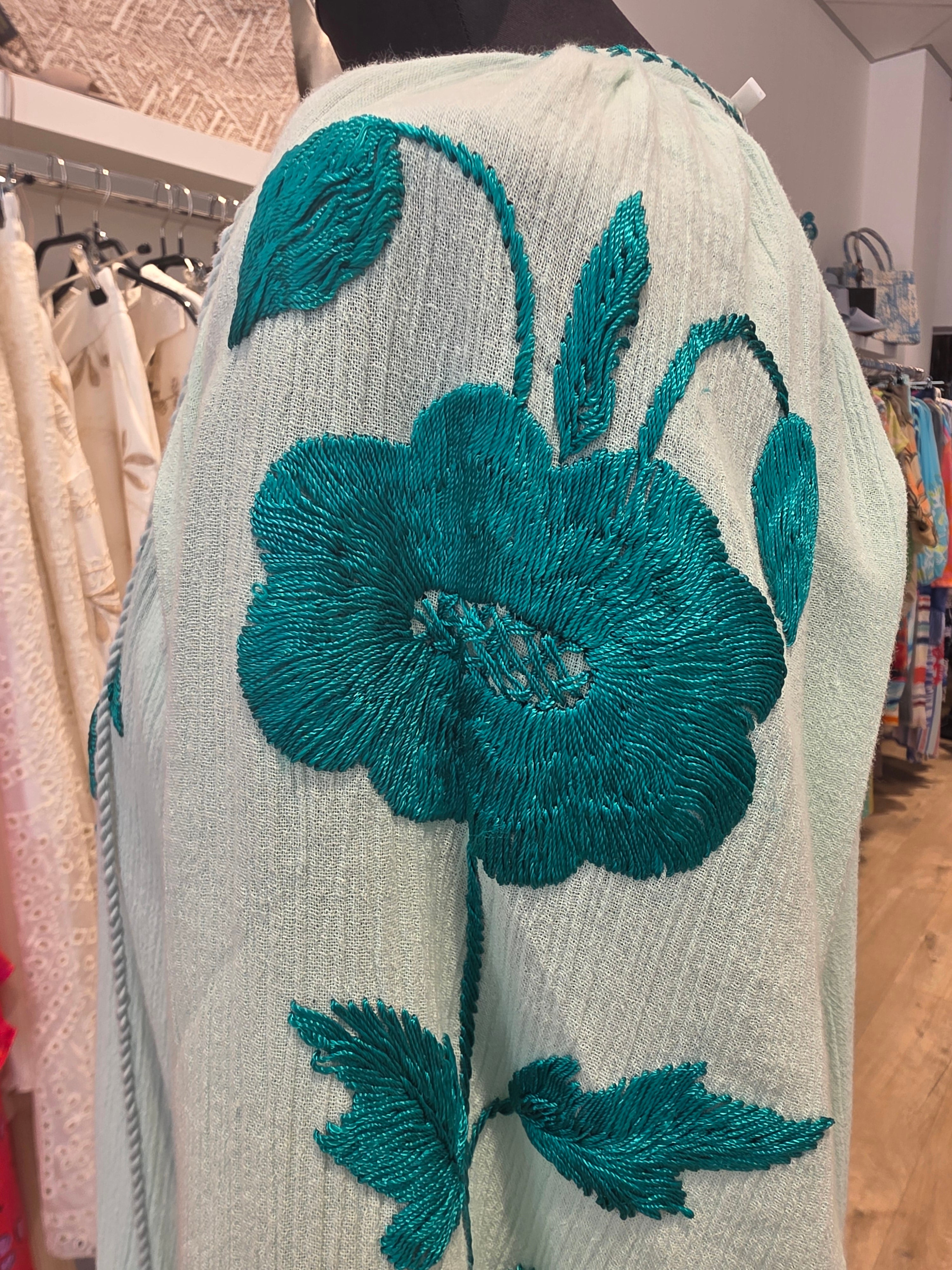 KLEID TUNIKAKLEID KAFTAN PISTAZIE BAUMWOLLE GR.40M