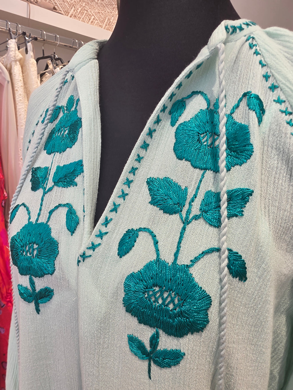 KLEID TUNIKAKLEID KAFTAN PISTAZIE BAUMWOLLE GR.40M