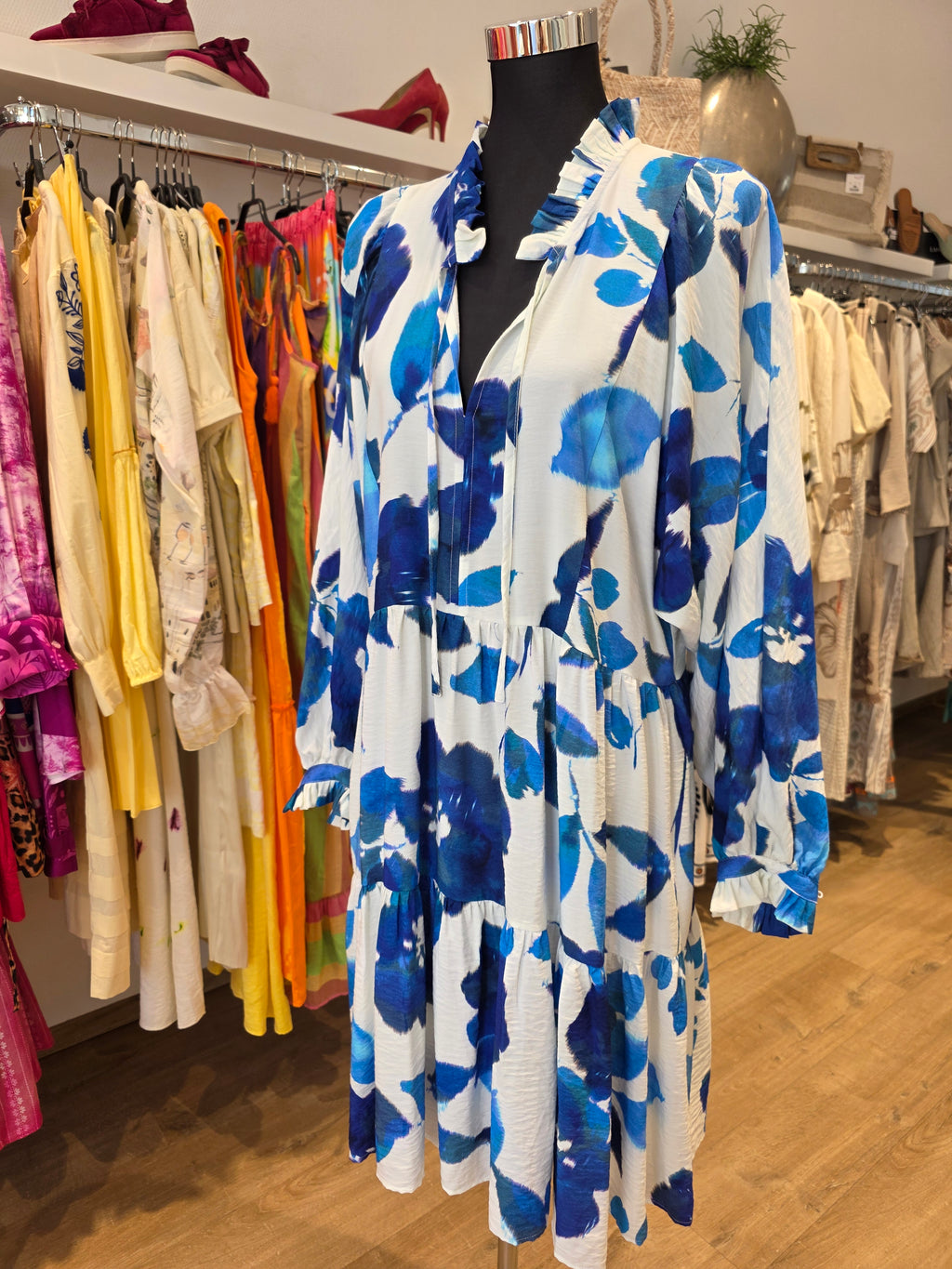 KLEID TUNIKAKLEID BLAU VISKOSE OVERSIZE GR.M