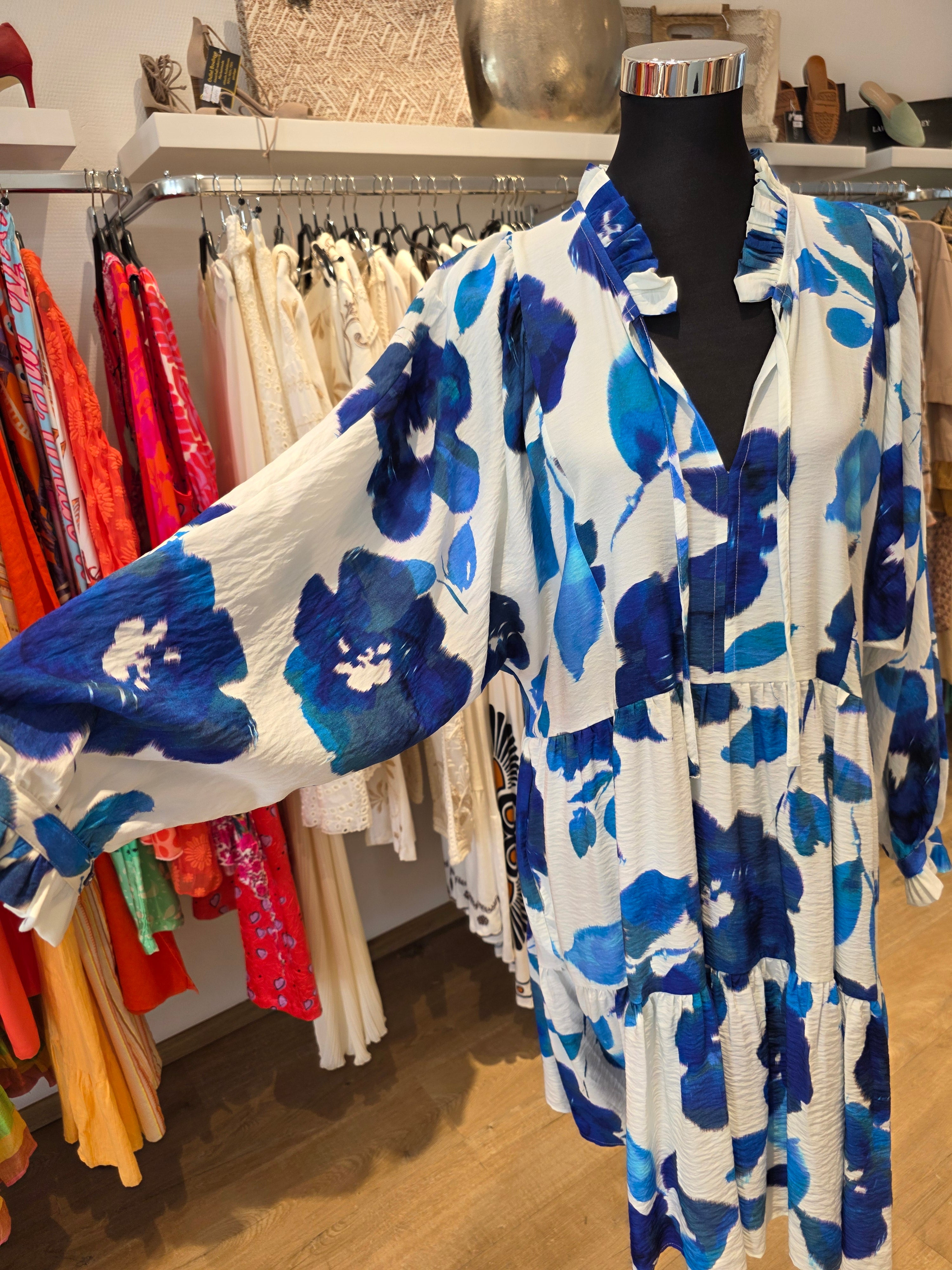 KLEID TUNIKAKLEID BLAU VISKOSE OVERSIZE GR.M