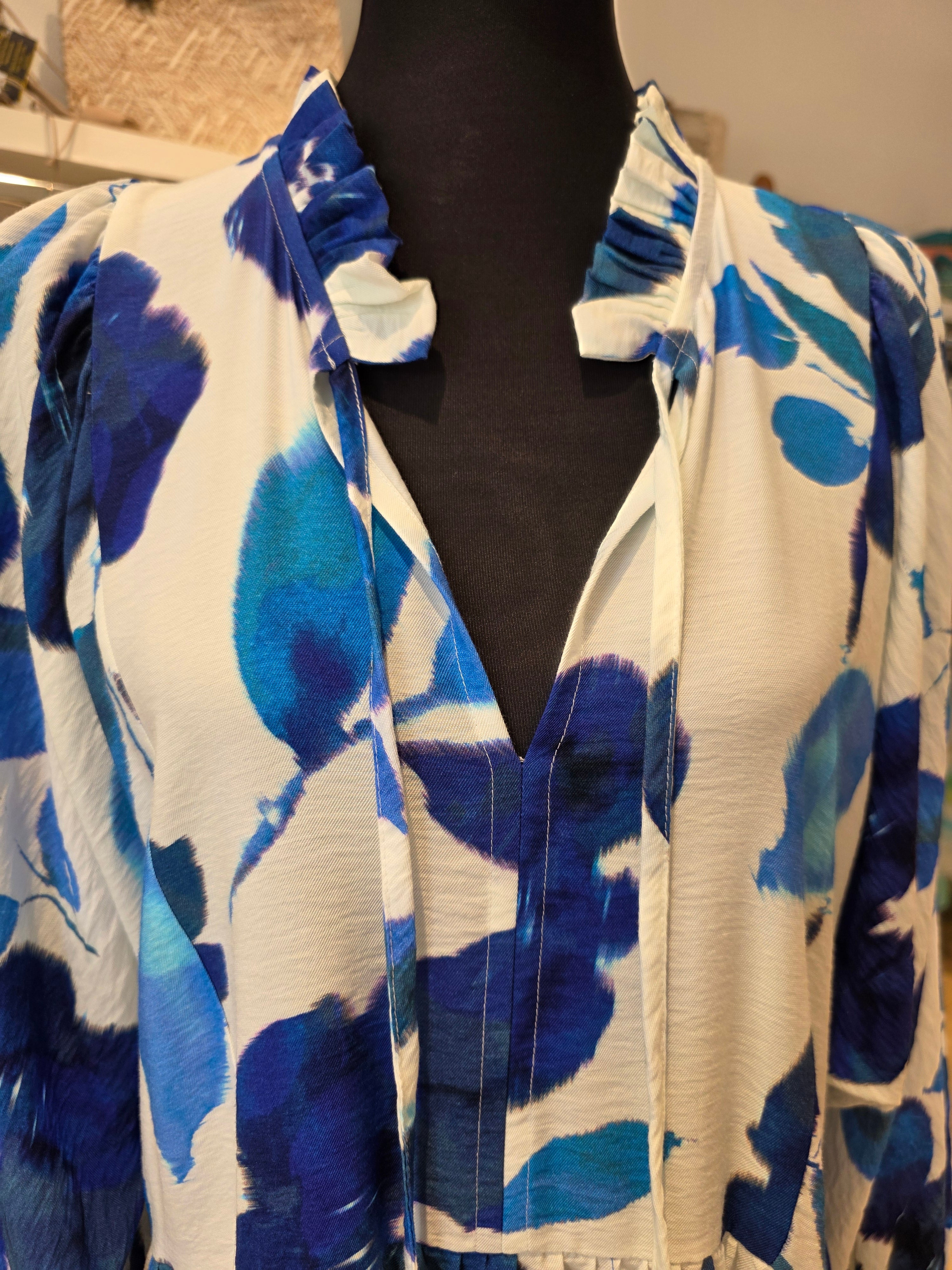 KLEID TUNIKAKLEID BLAU VISKOSE OVERSIZE GR.M
