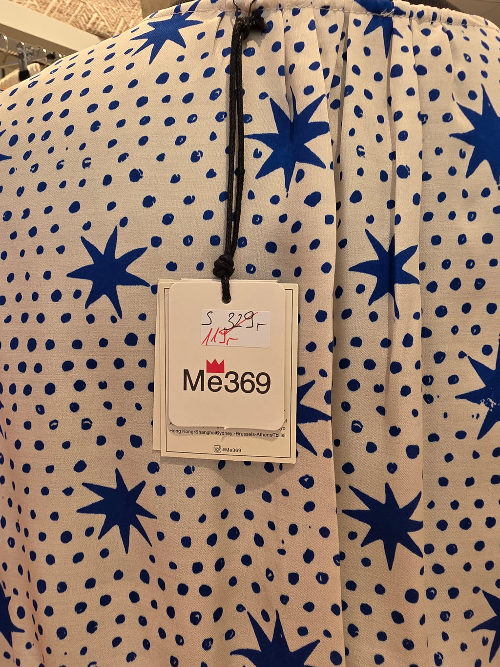 KLEID TUNIKAKLEID VISKOSE/SATIN BLAU/BUNT GR.S