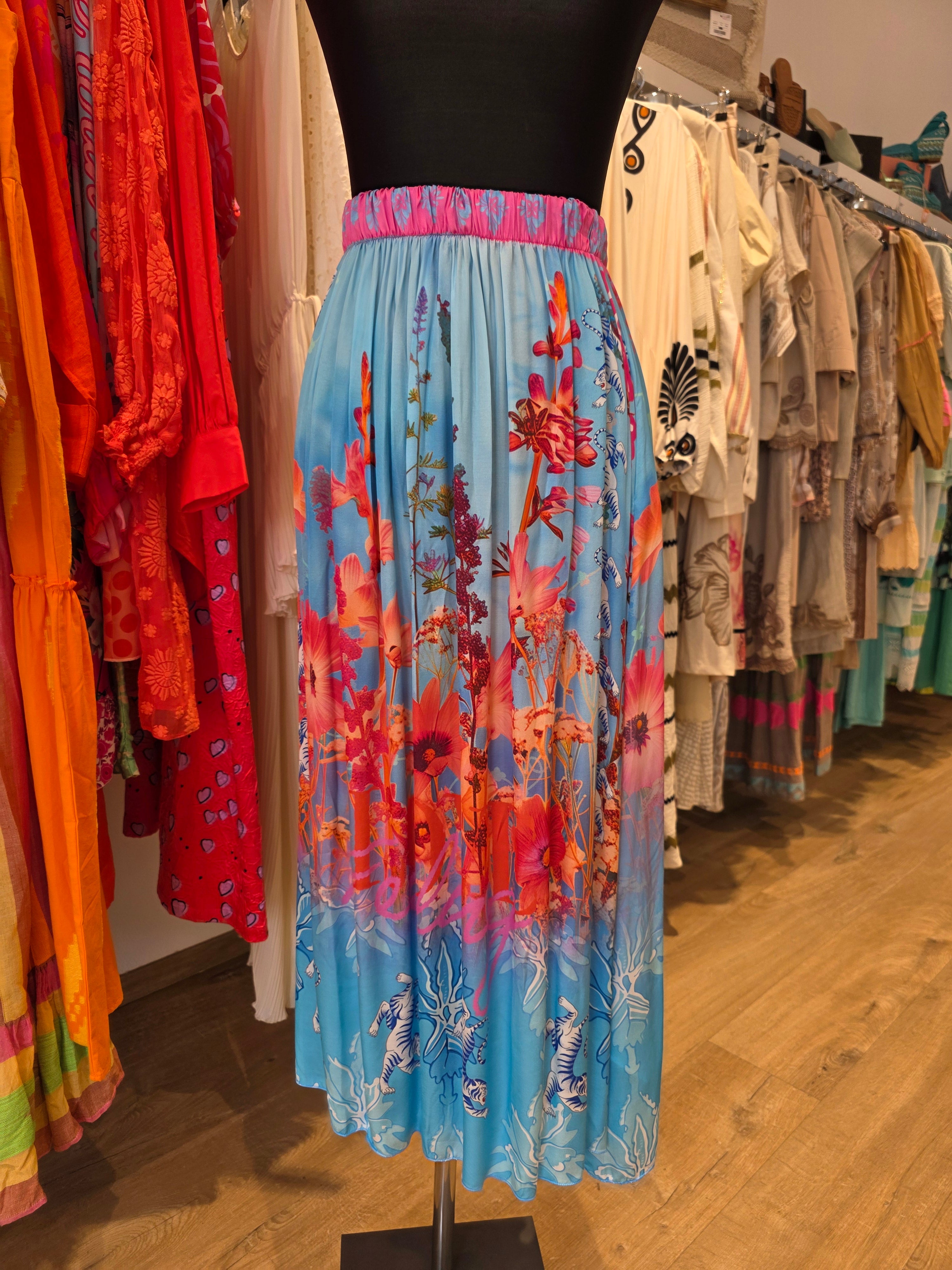 MISS GOODLIFE ROCK BLAU/ROSE VISKOSE/SATIN MIDI GR.S