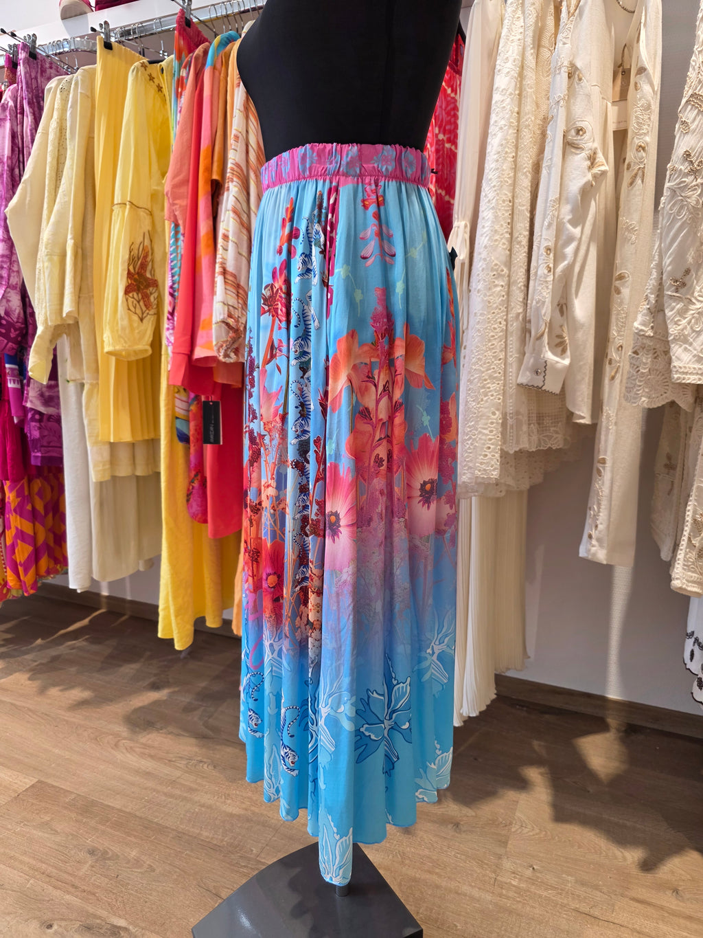 MISS GOODLIFE ROCK BLAU/ROSE VISKOSE/SATIN MIDI GR.S