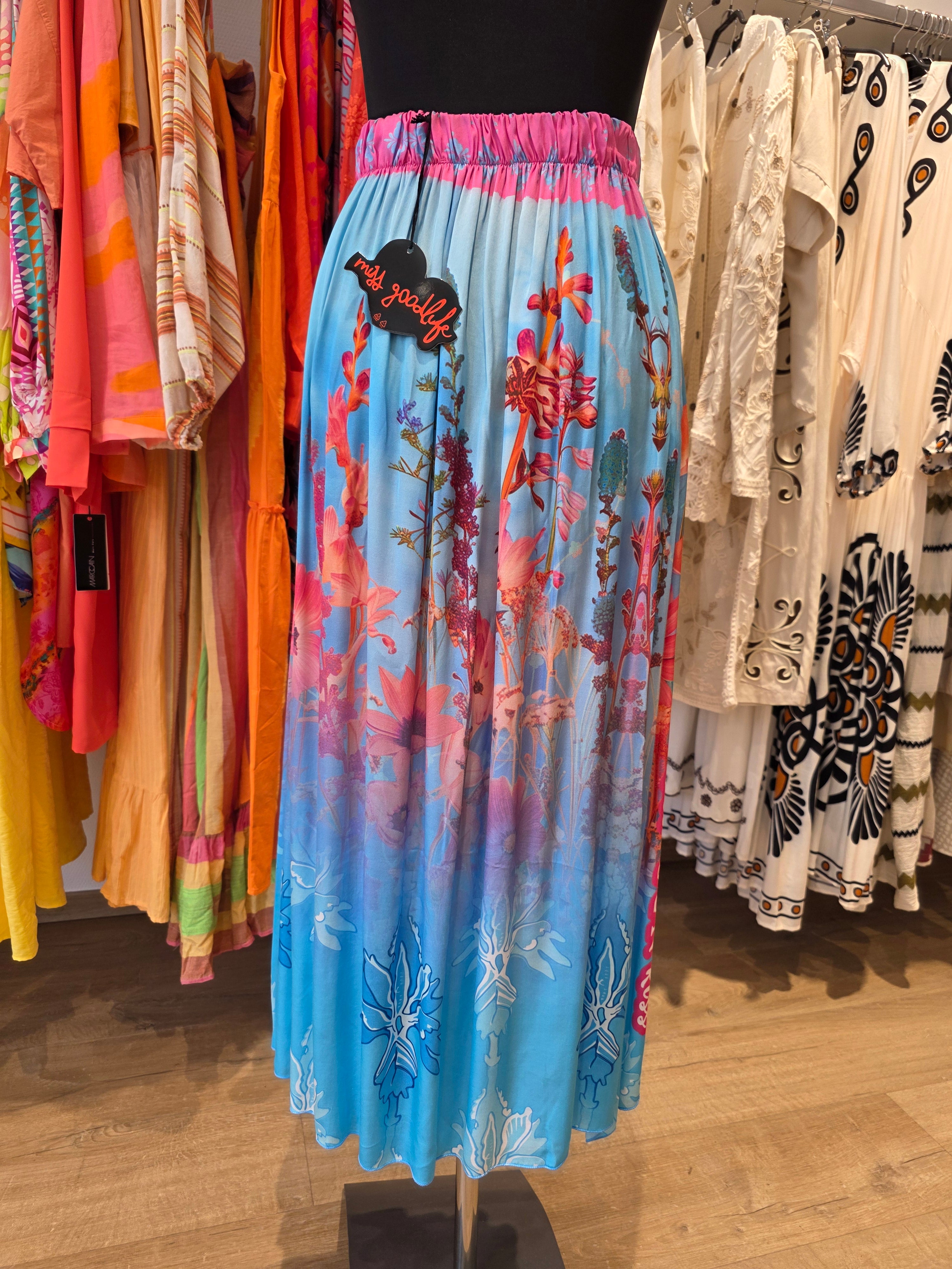 MISS GOODLIFE ROCK BLAU/ROSE VISKOSE/SATIN MIDI GR.S