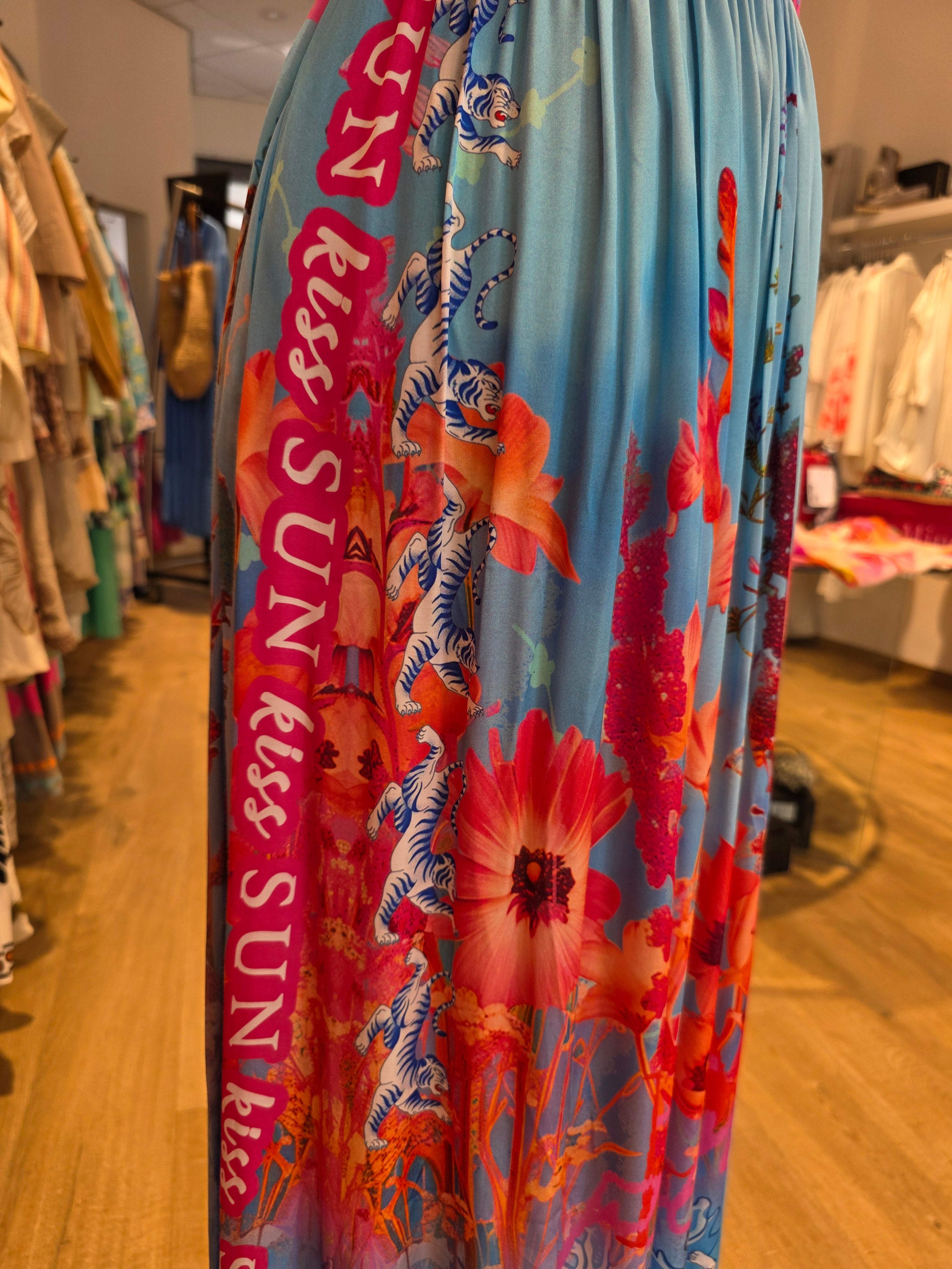 MISS GOODLIFE ROCK BLAU/ROSE VISKOSE/SATIN MIDI GR.S