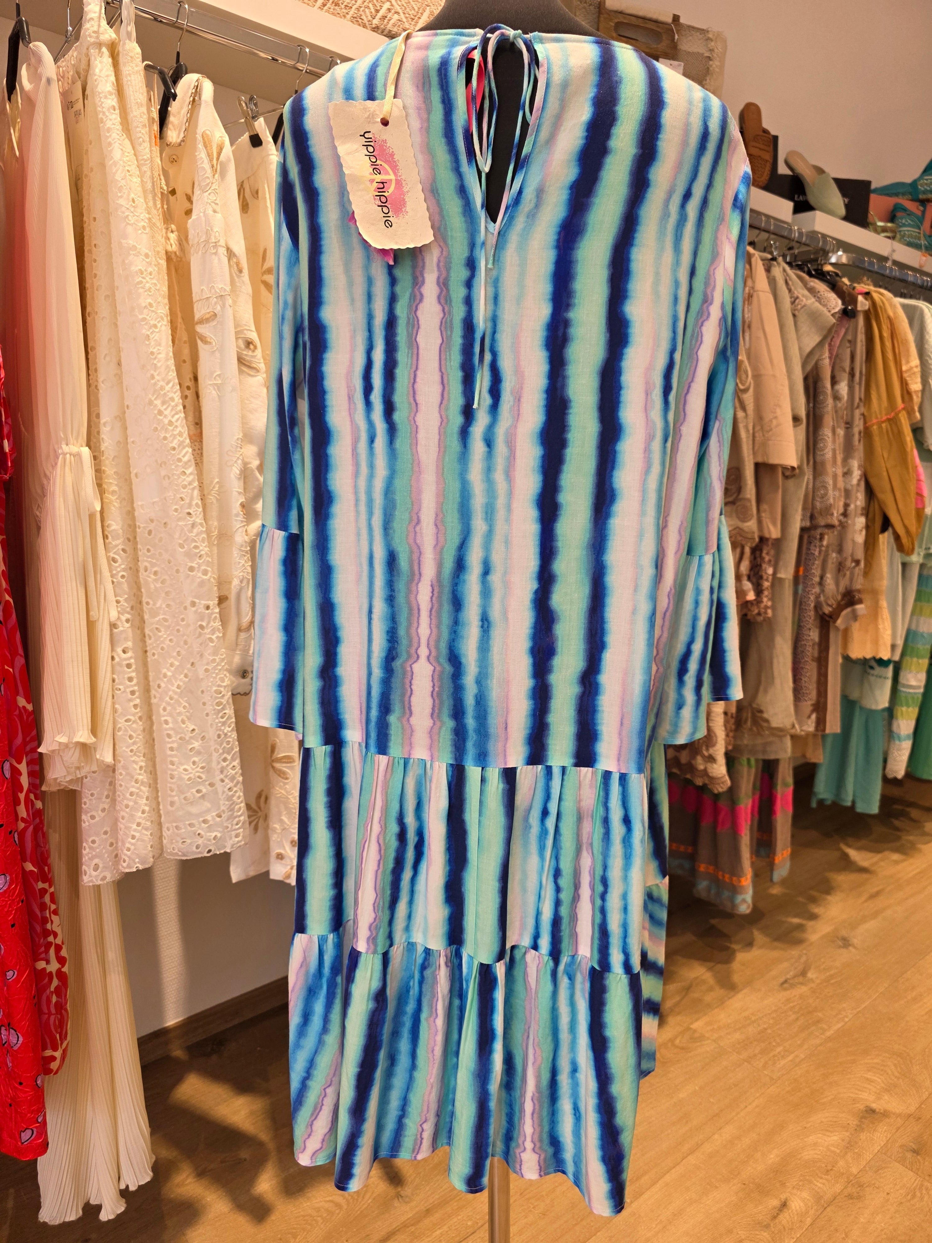 YIPPIE HIPPIE KLEID TUNIKAKLEID TÜRKIS VISKOSE/LEINEN GR.M
