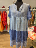 RICH & ROYAL TUNIKAKLEID BLAU LEINEN GR.42