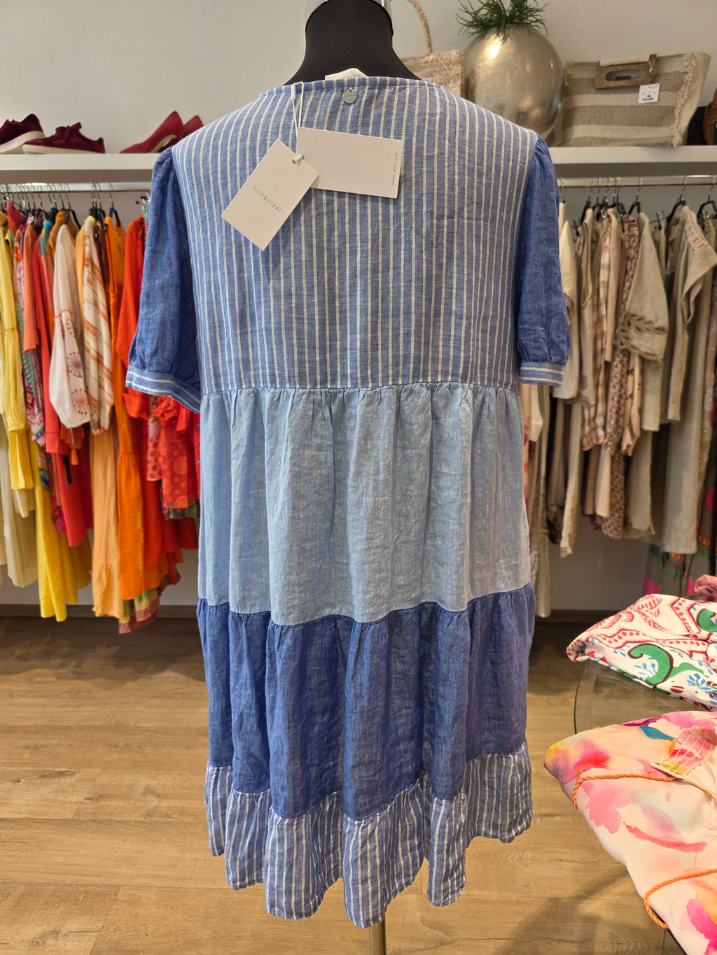 RICH & ROYAL TUNIKAKLEID BLAU LEINEN GR.42