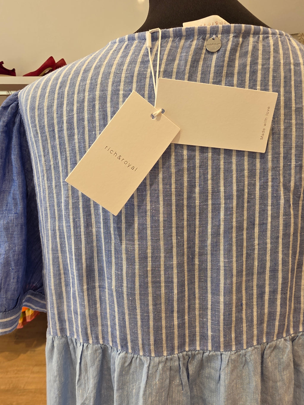 RICH & ROYAL TUNIKAKLEID BLAU LEINEN GR.42
