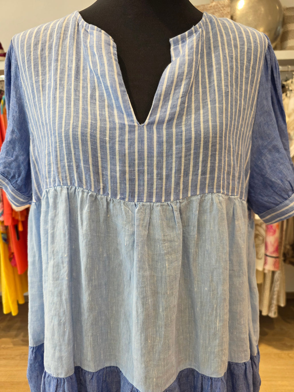 RICH & ROYAL TUNIKAKLEID BLAU LEINEN GR.42