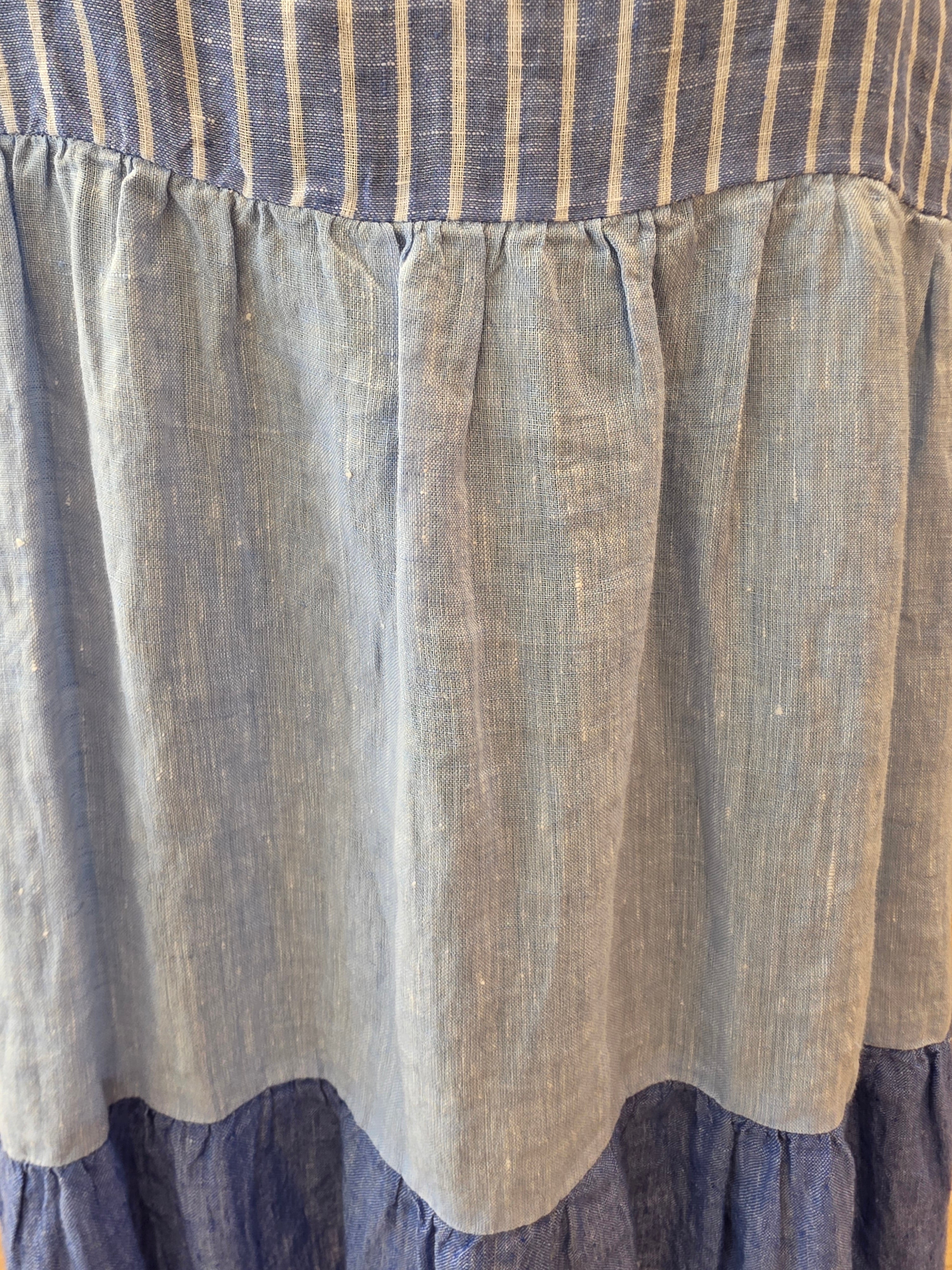 RICH & ROYAL TUNIKAKLEID BLAU LEINEN GR.42