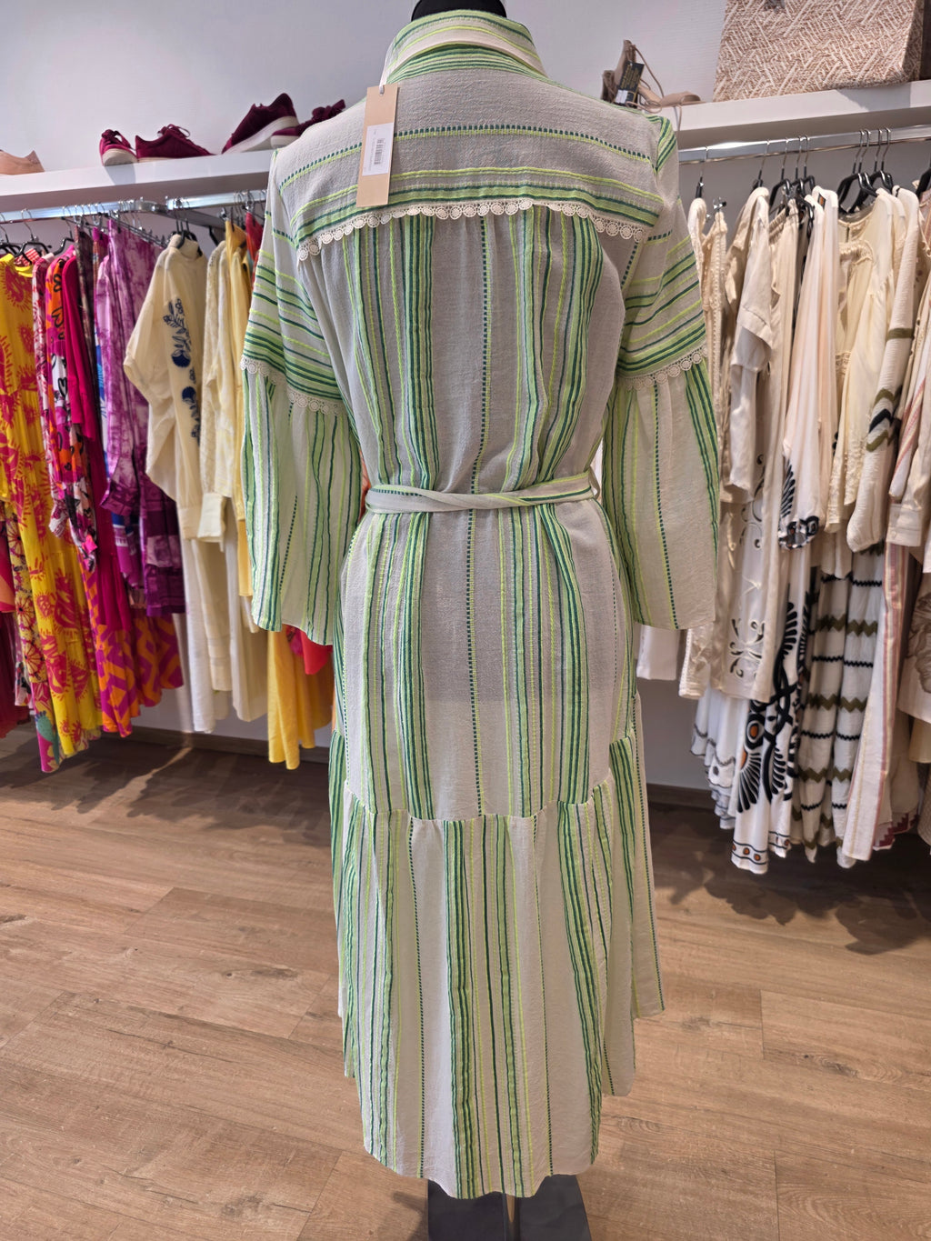 VALERIE KHALFON PARIS MIDIKLEID GRÜN BAUMWOLLE GR.38