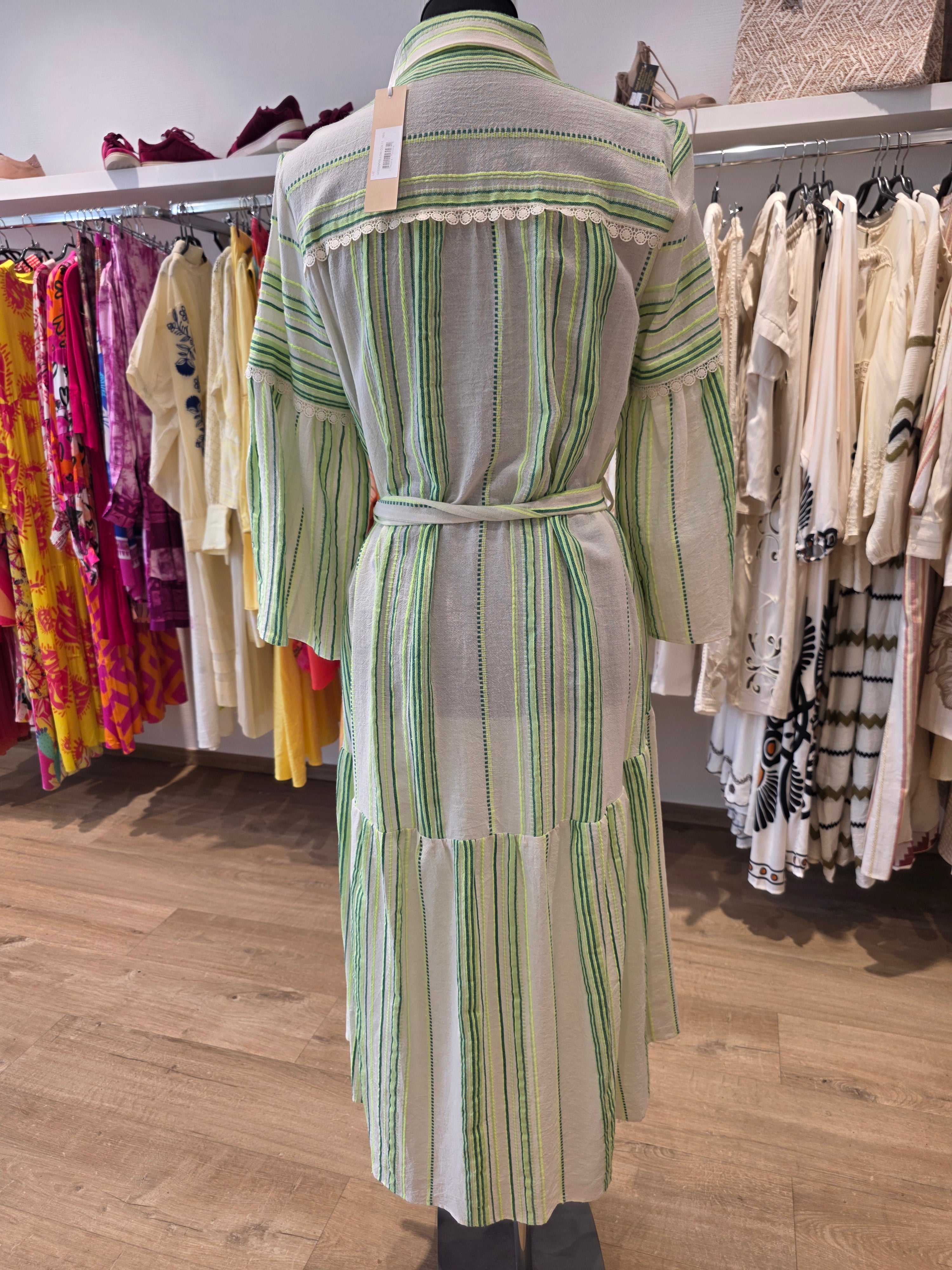 VALERIE KHALFON PARIS MIDIKLEID GRÜN BAUMWOLLE GR.38