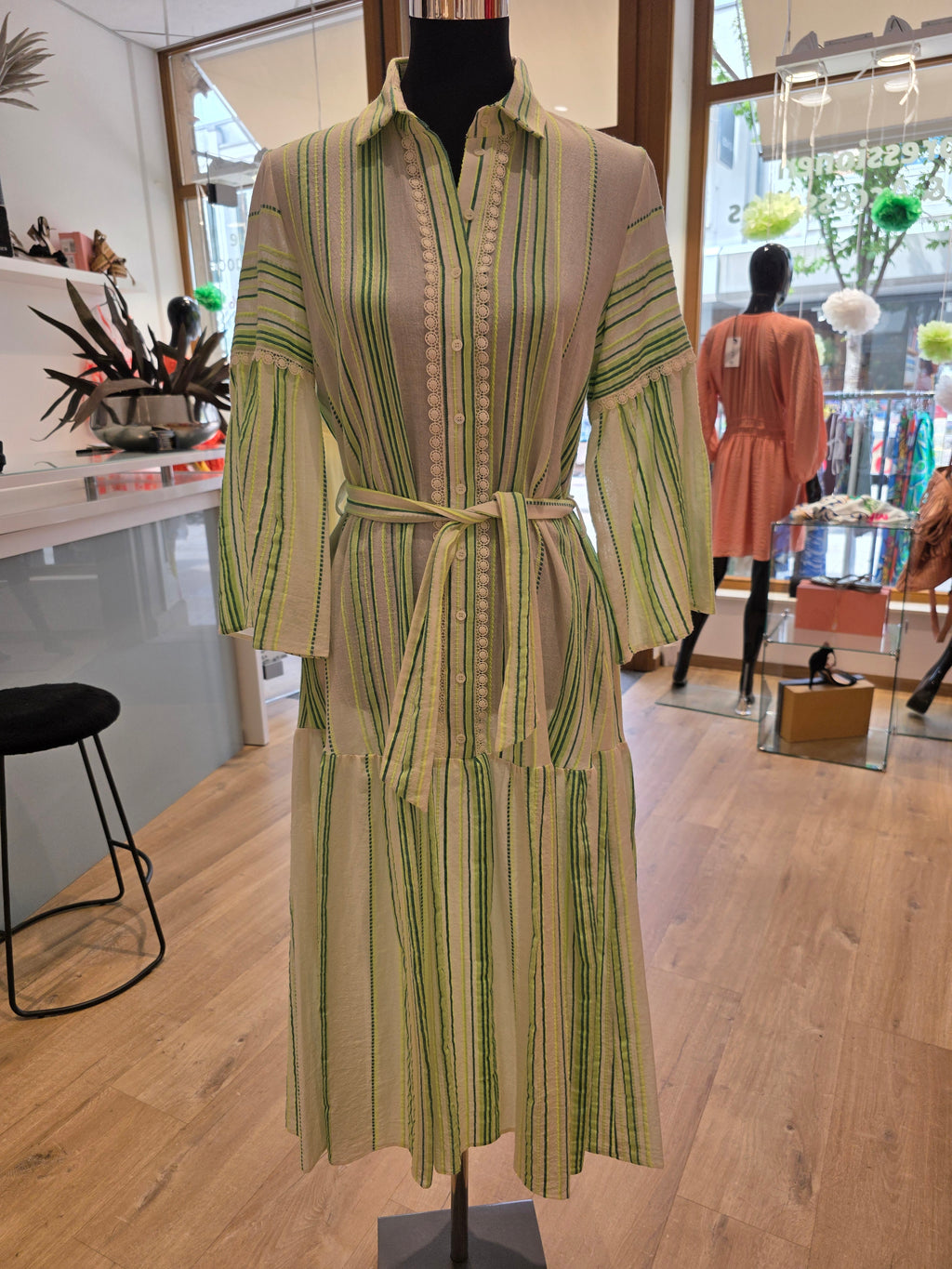 VALERIE KHALFON PARIS MIDIKLEID GRÜN BAUMWOLLE GR.38