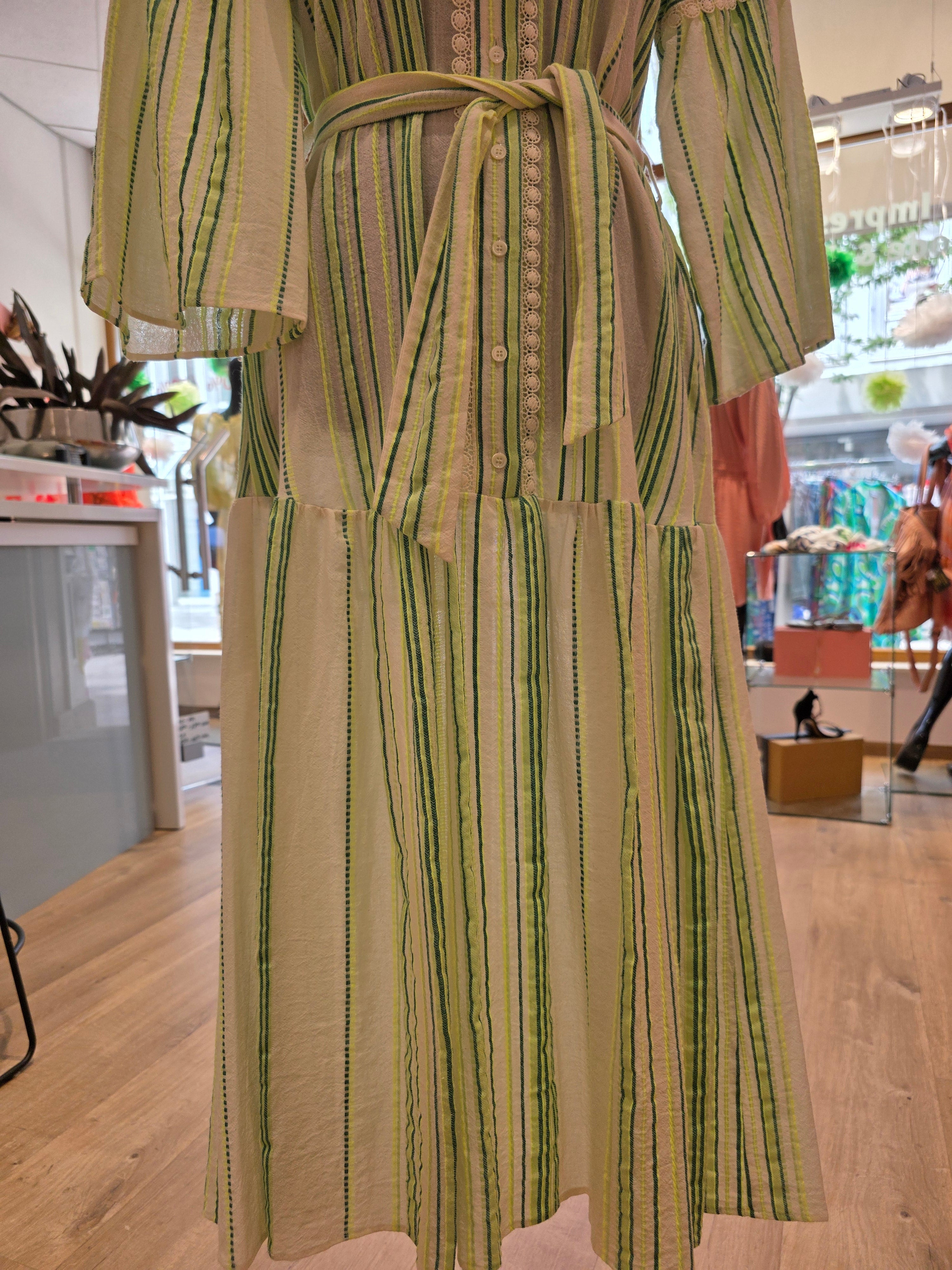 VALERIE KHALFON PARIS MIDIKLEID GRÜN BAUMWOLLE GR.38