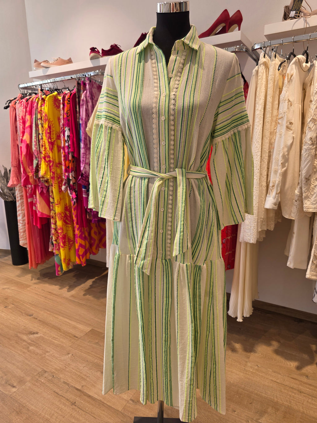 VALERIE KHALFON PARIS MIDIKLEID GRÜN BAUMWOLLE GR.38