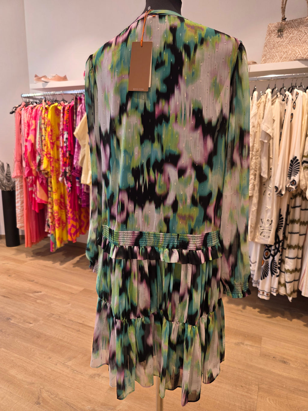 HUGO BOSS KLEID TUNIKAKLEID GRÜN POLYESTER GR.38