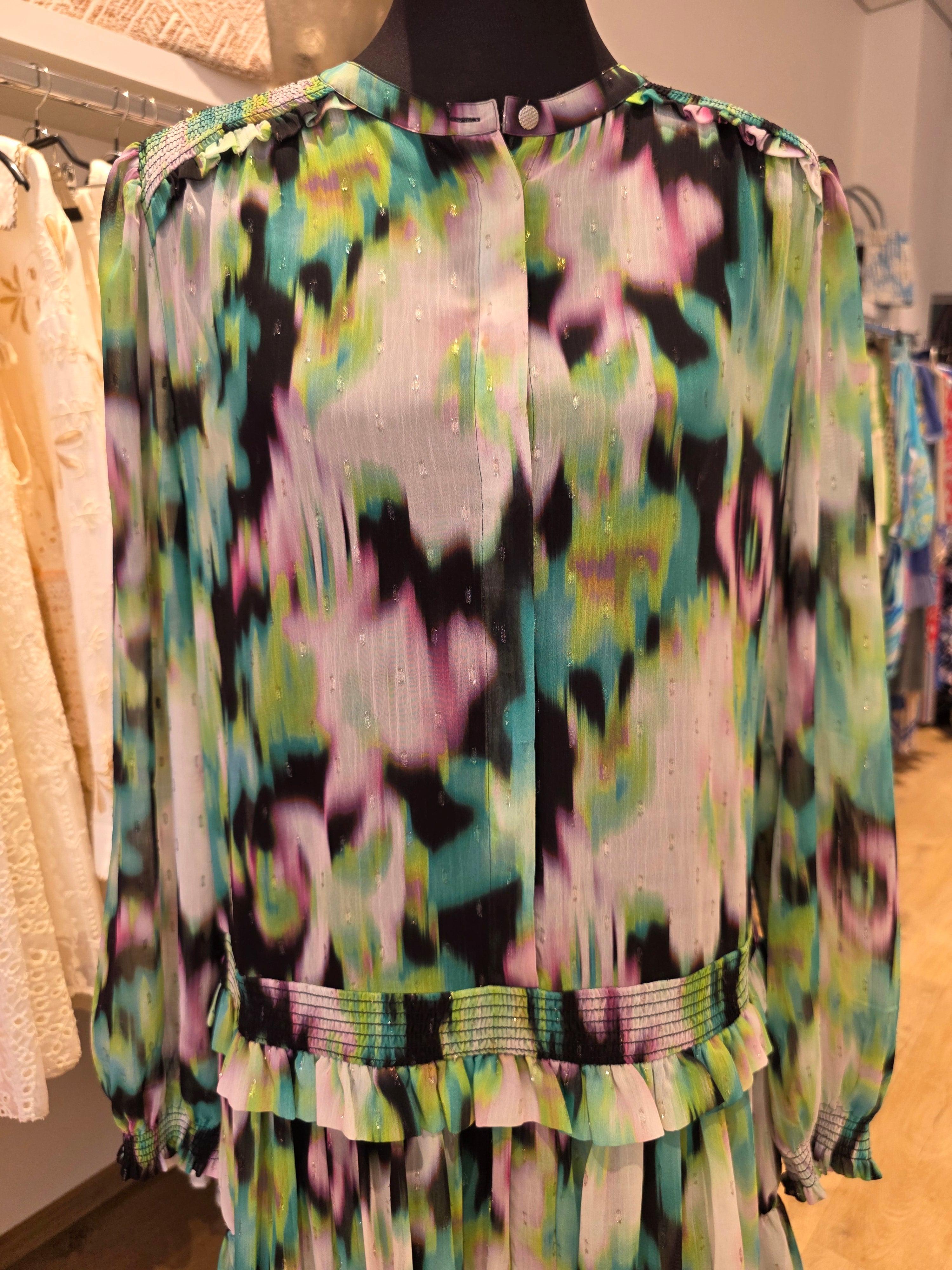 HUGO BOSS KLEID TUNIKAKLEID GRÜN POLYESTER GR.38