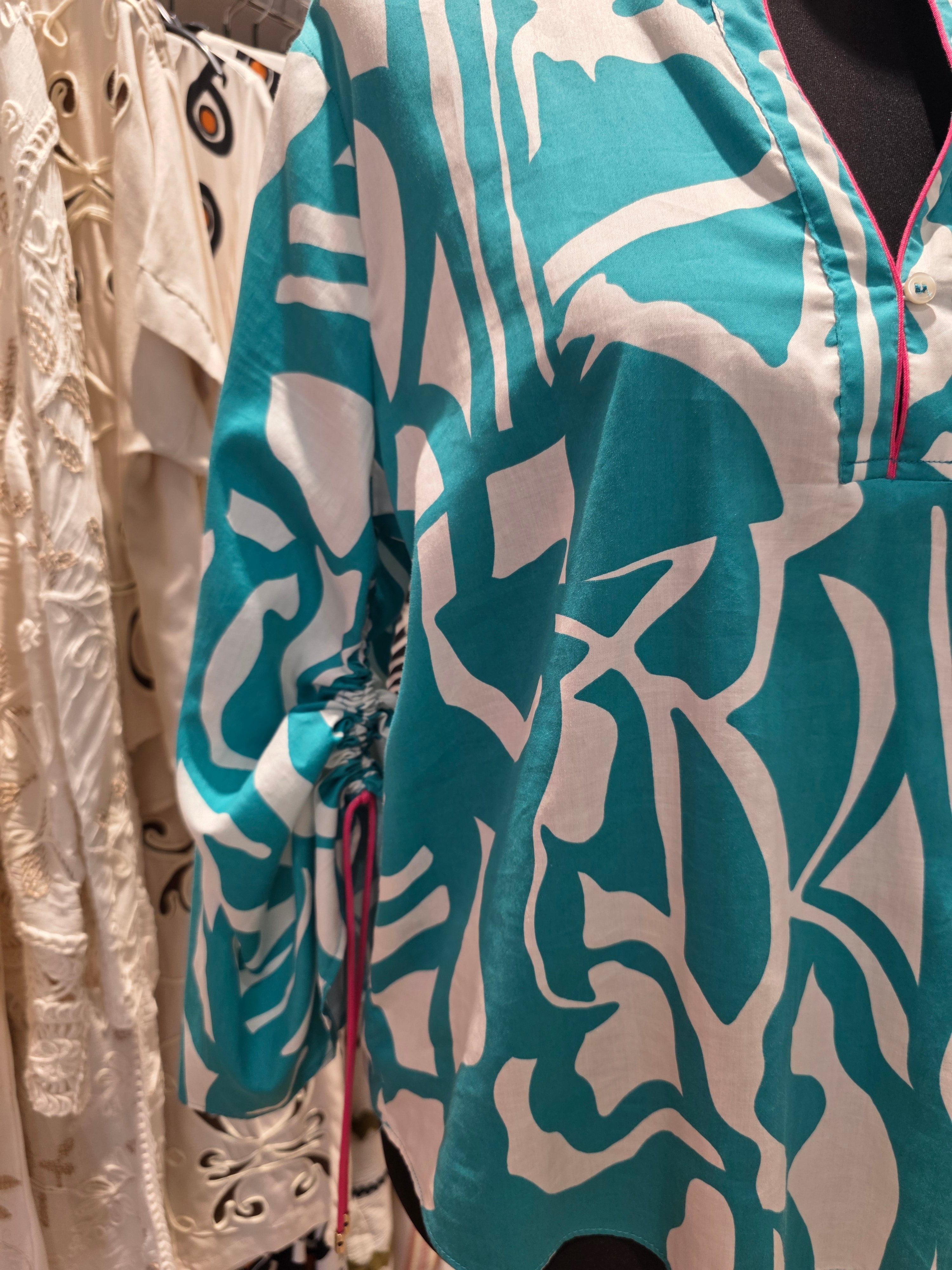 CINQUE BLUSE TUNIKA PETROL BAUMWOLLE GR.40