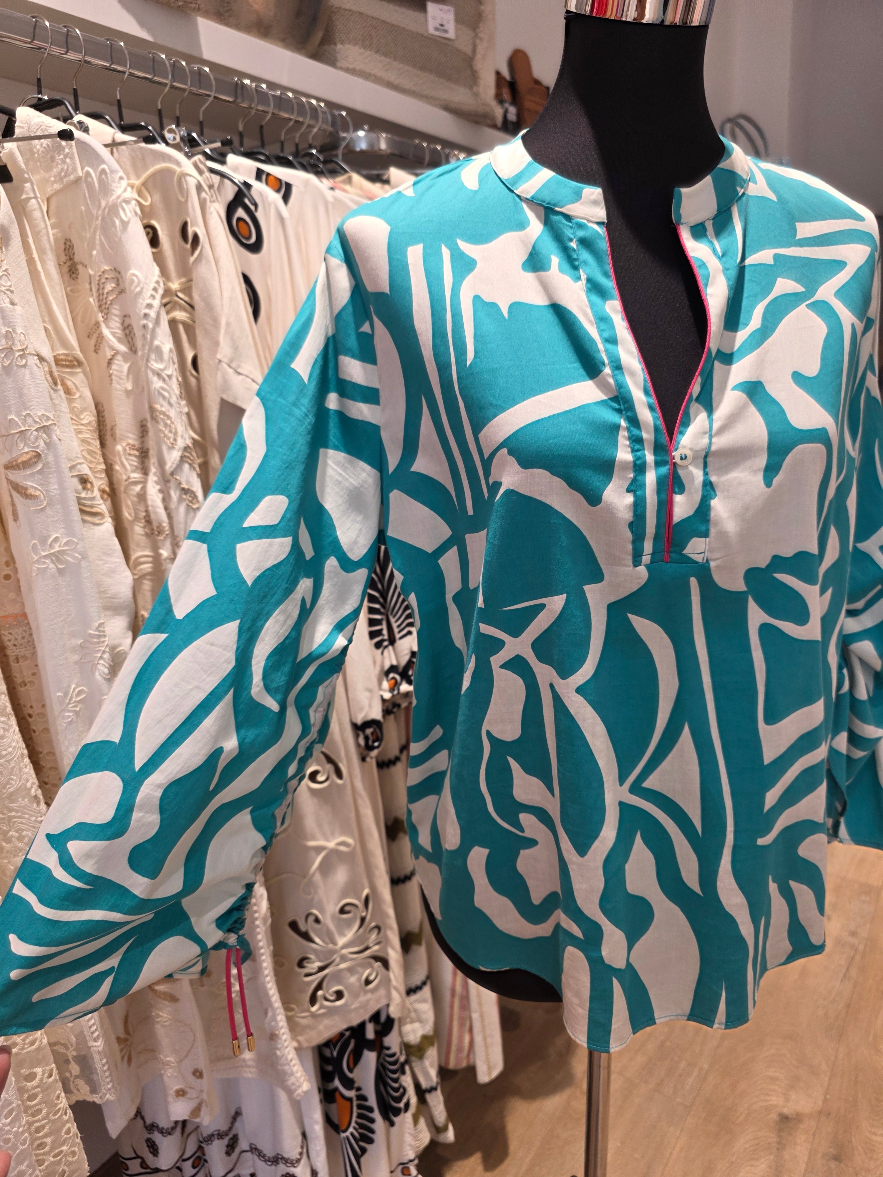 CINQUE BLUSE TUNIKA PETROL BAUMWOLLE GR.40