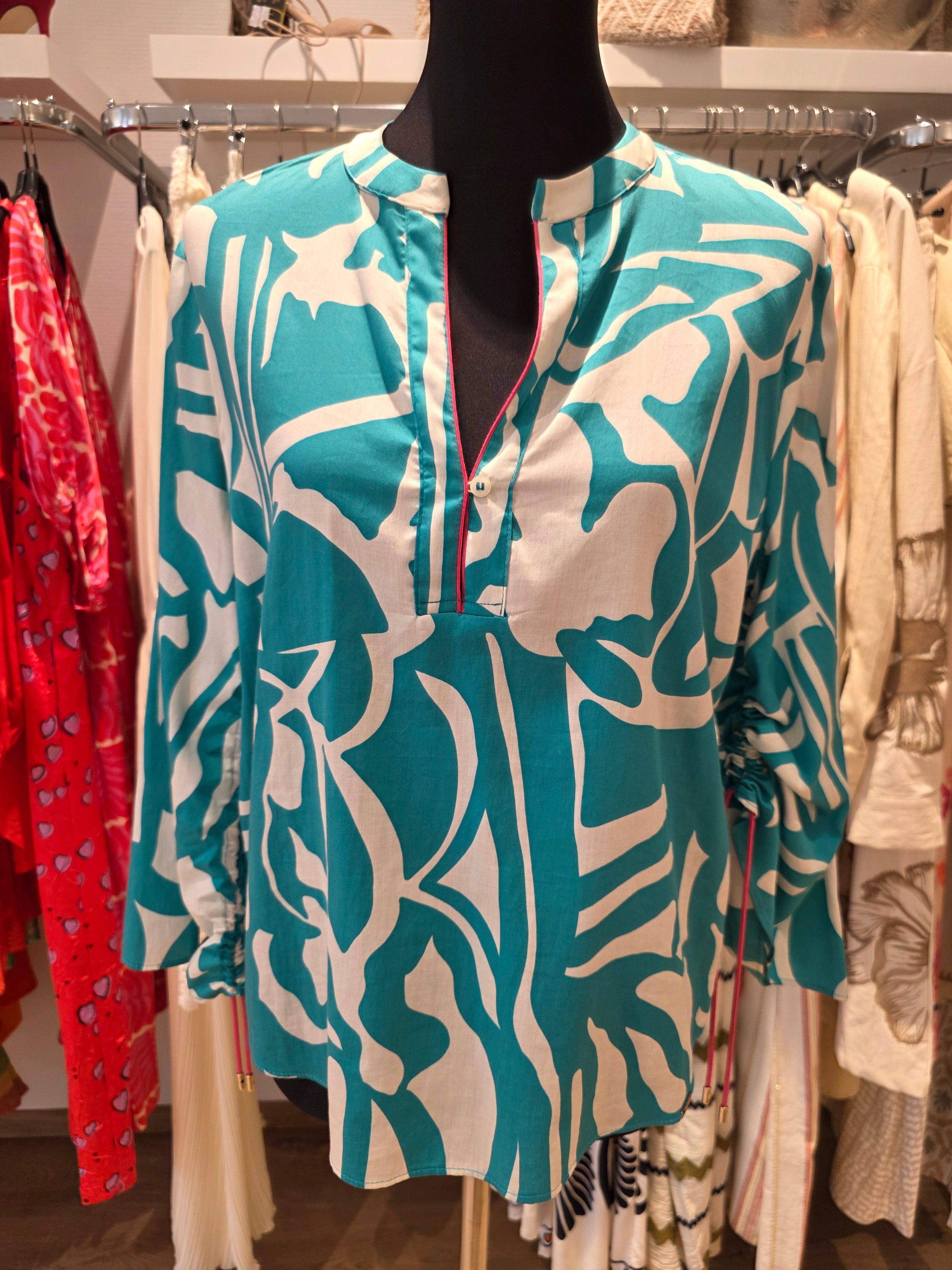 CINQUE BLUSE TUNIKA PETROL BAUMWOLLE GR.40