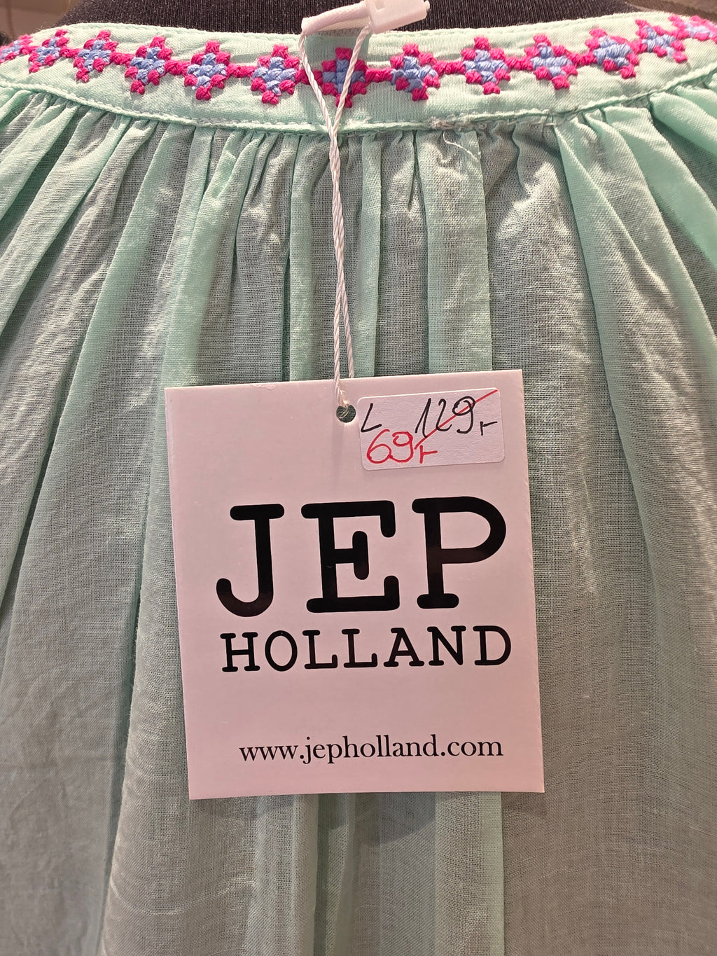 JEP HOLLAND TUNIKA BLUSE MINT/ORANGE BAUMWOLLE GR.L