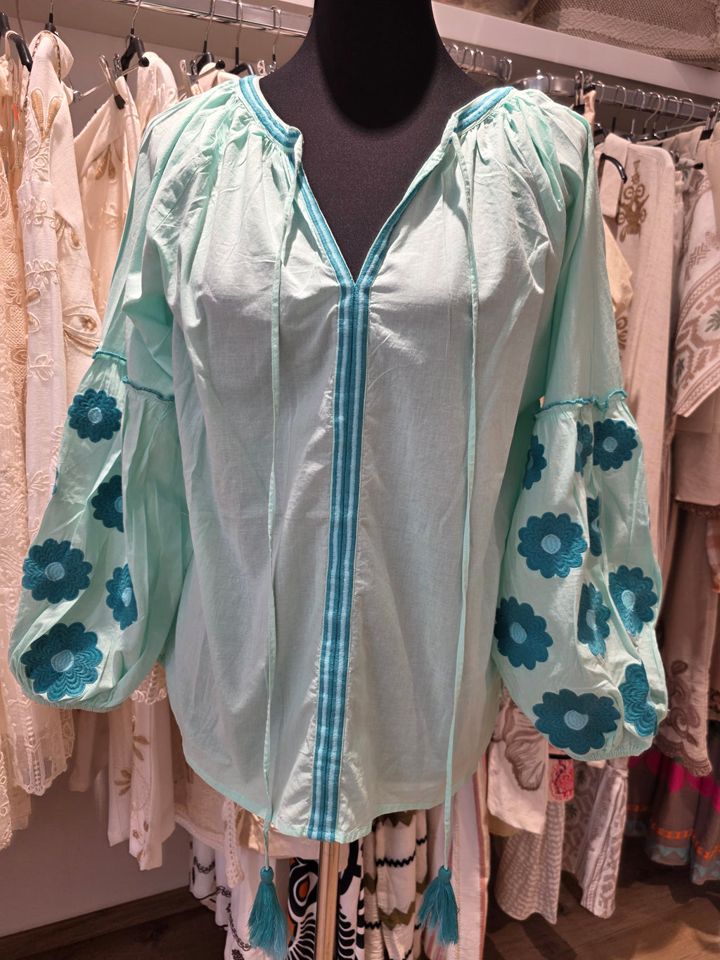 JEP HOLLAND TUNIKA BLUSE MINT/TÜRKIS BAUMWOLLE GR.L