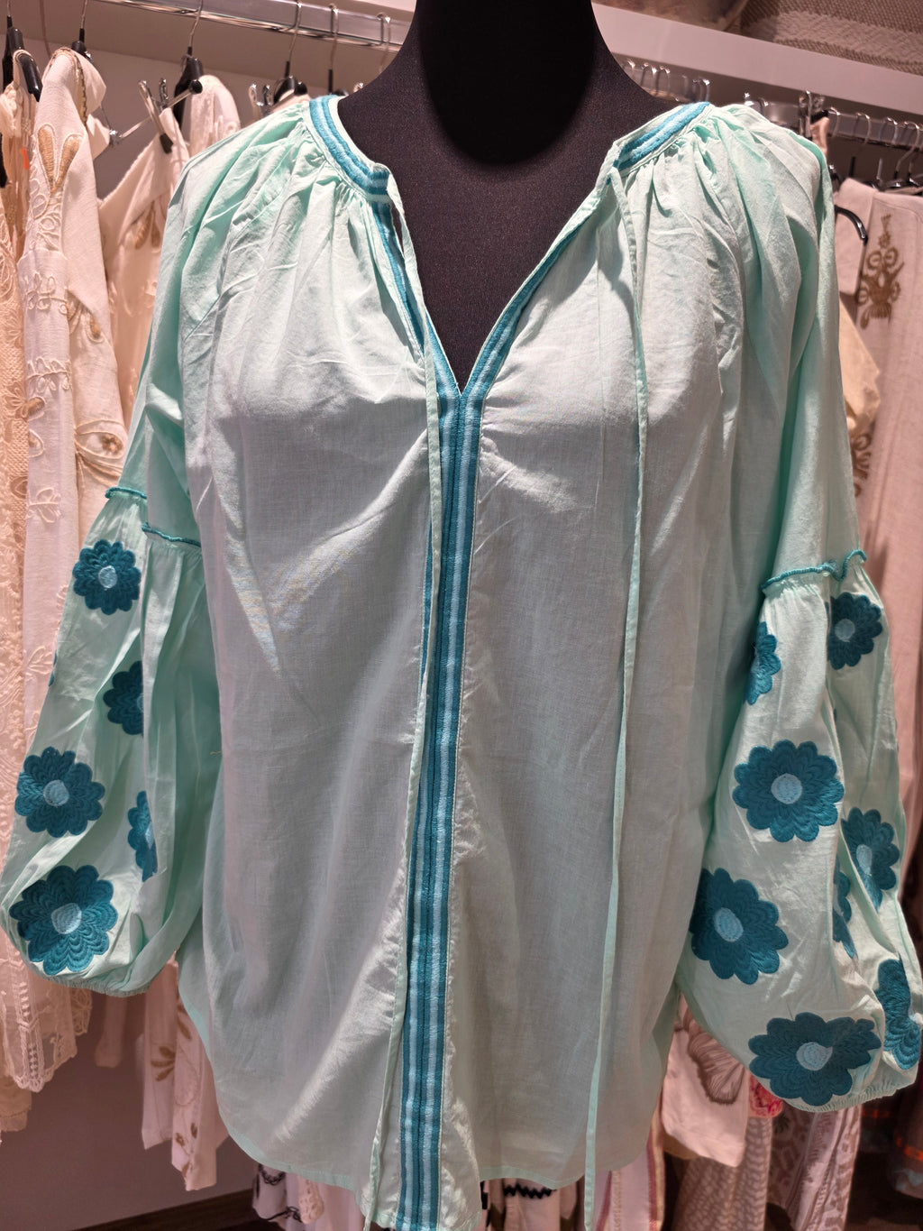 JEP HOLLAND TUNIKA BLUSE MINT/TÜRKIS BAUMWOLLE GR.L