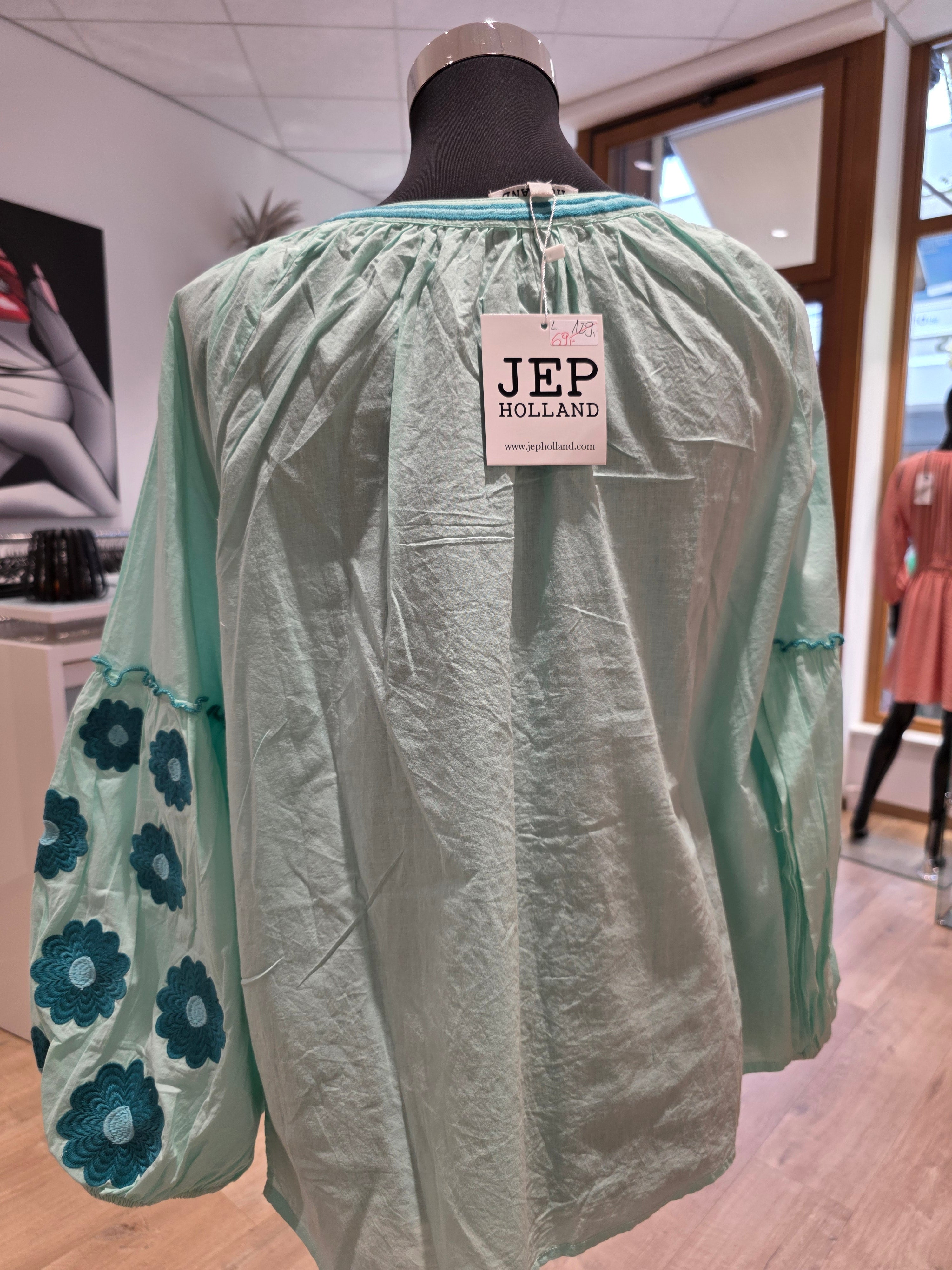 JEP HOLLAND TUNIKA BLUSE MINT/TÜRKIS BAUMWOLLE GR.L