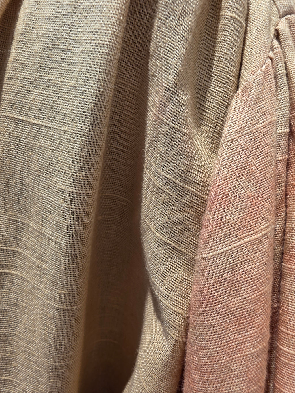 VALERIE KHALFON PARIS KLEID HEMDBLUSENKLEID SENFGELB/BEIGE  LEINEN/BAUMWOLLE GR.38/40