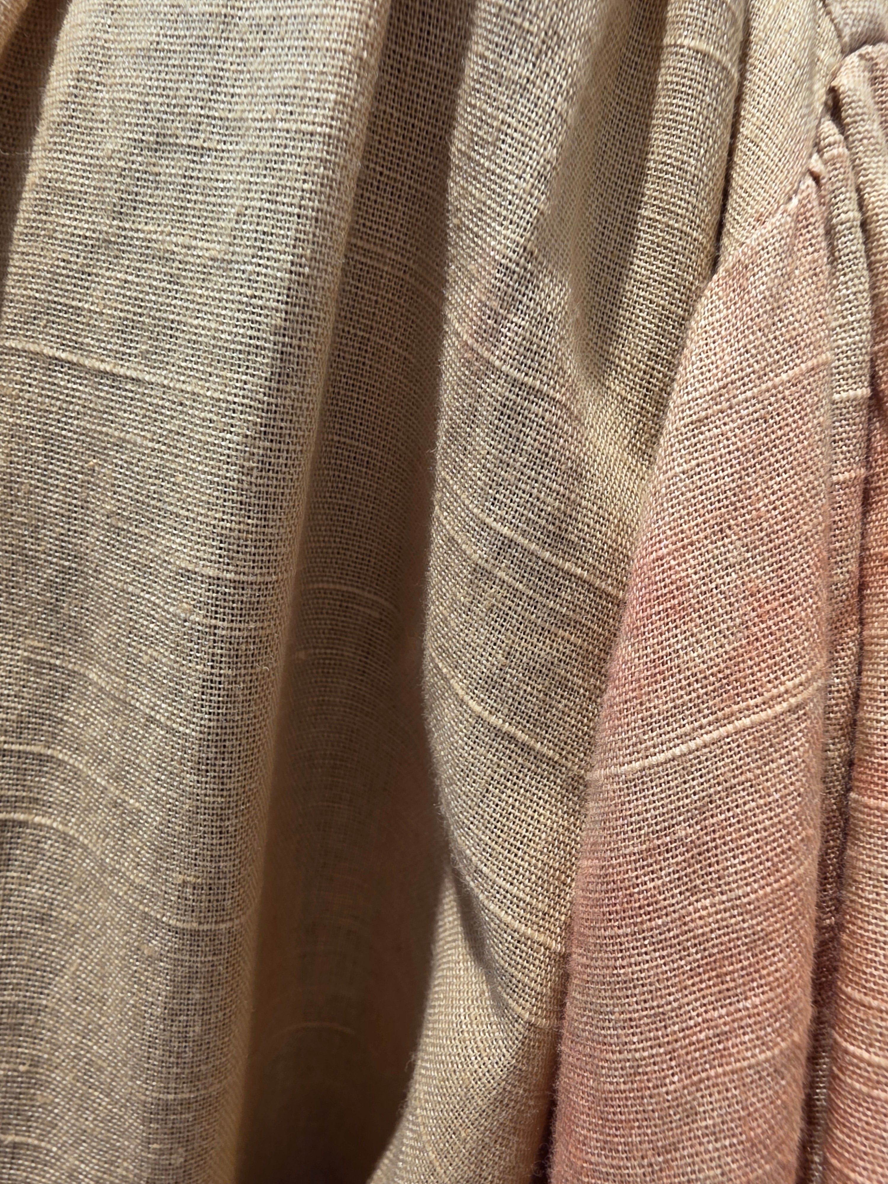 VALERIE KHALFON PARIS KLEID HEMDBLUSENKLEID SENFGELB/BEIGE  LEINEN/BAUMWOLLE GR.38/40