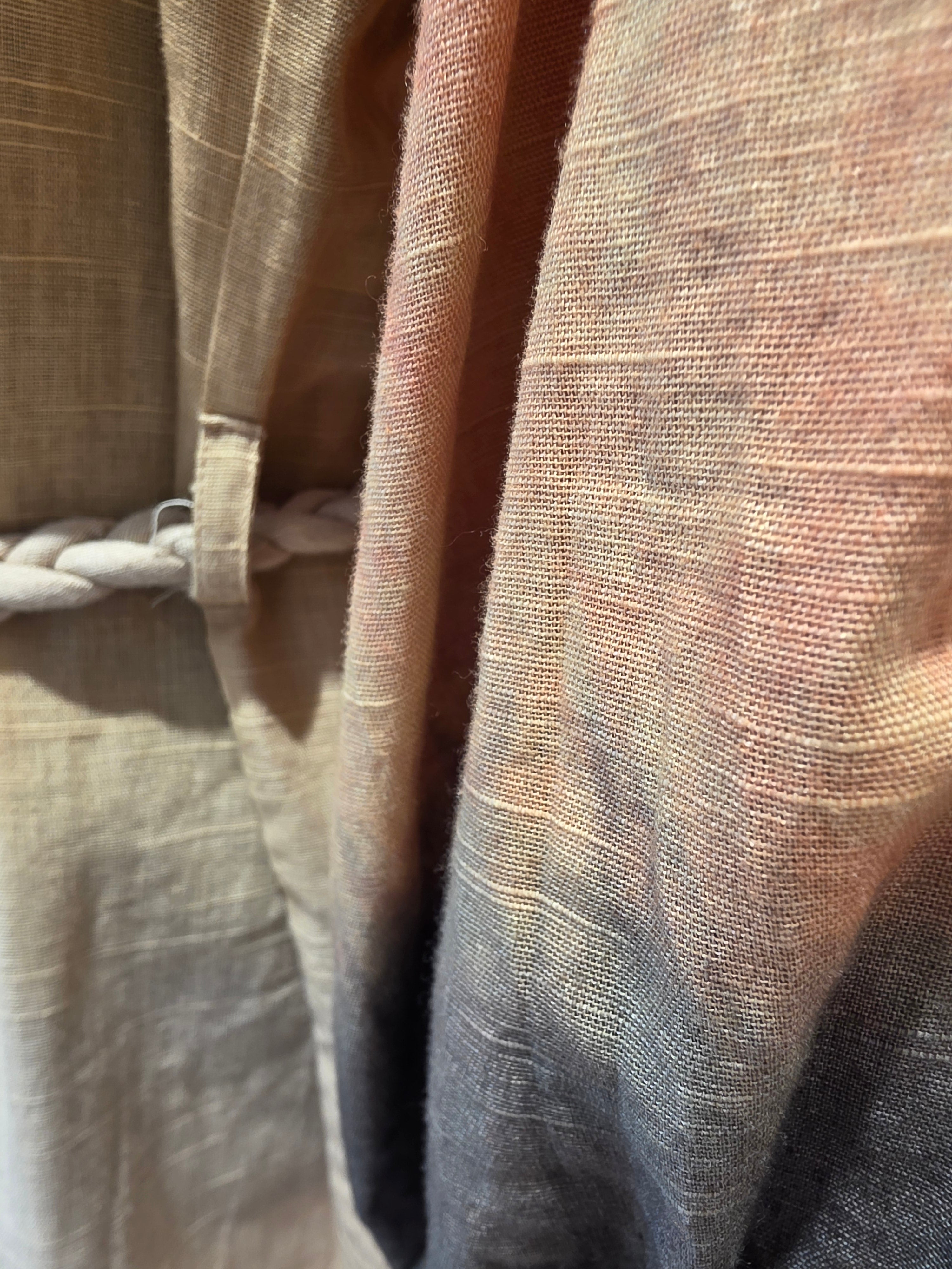 VALERIE KHALFON PARIS KLEID HEMDBLUSENKLEID SENFGELB/BEIGE  LEINEN/BAUMWOLLE GR.38/40