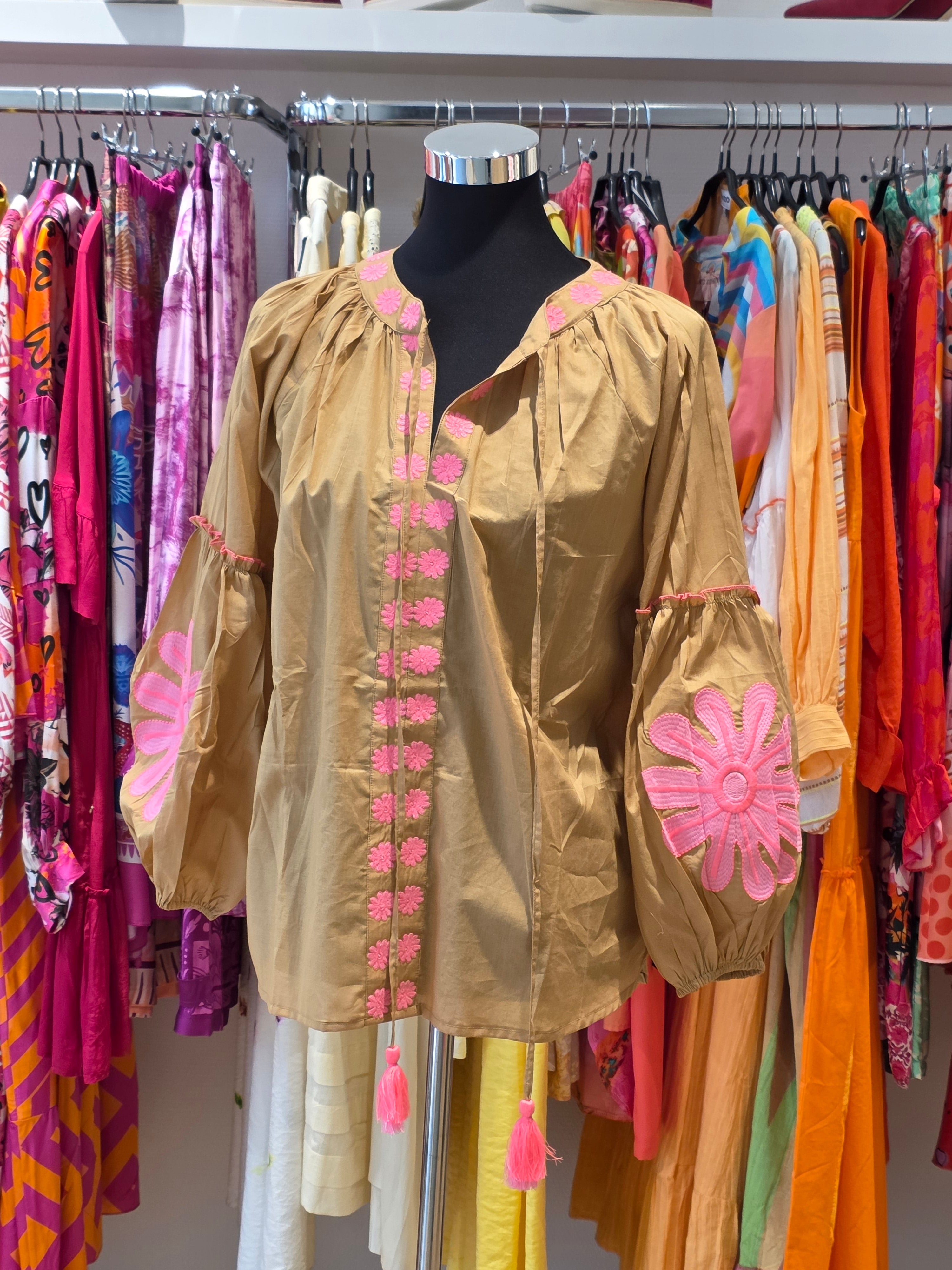 JEP HOLLAND TUNIKA BLUSE SAND/BEIGE BAUMWOLLE GR.L