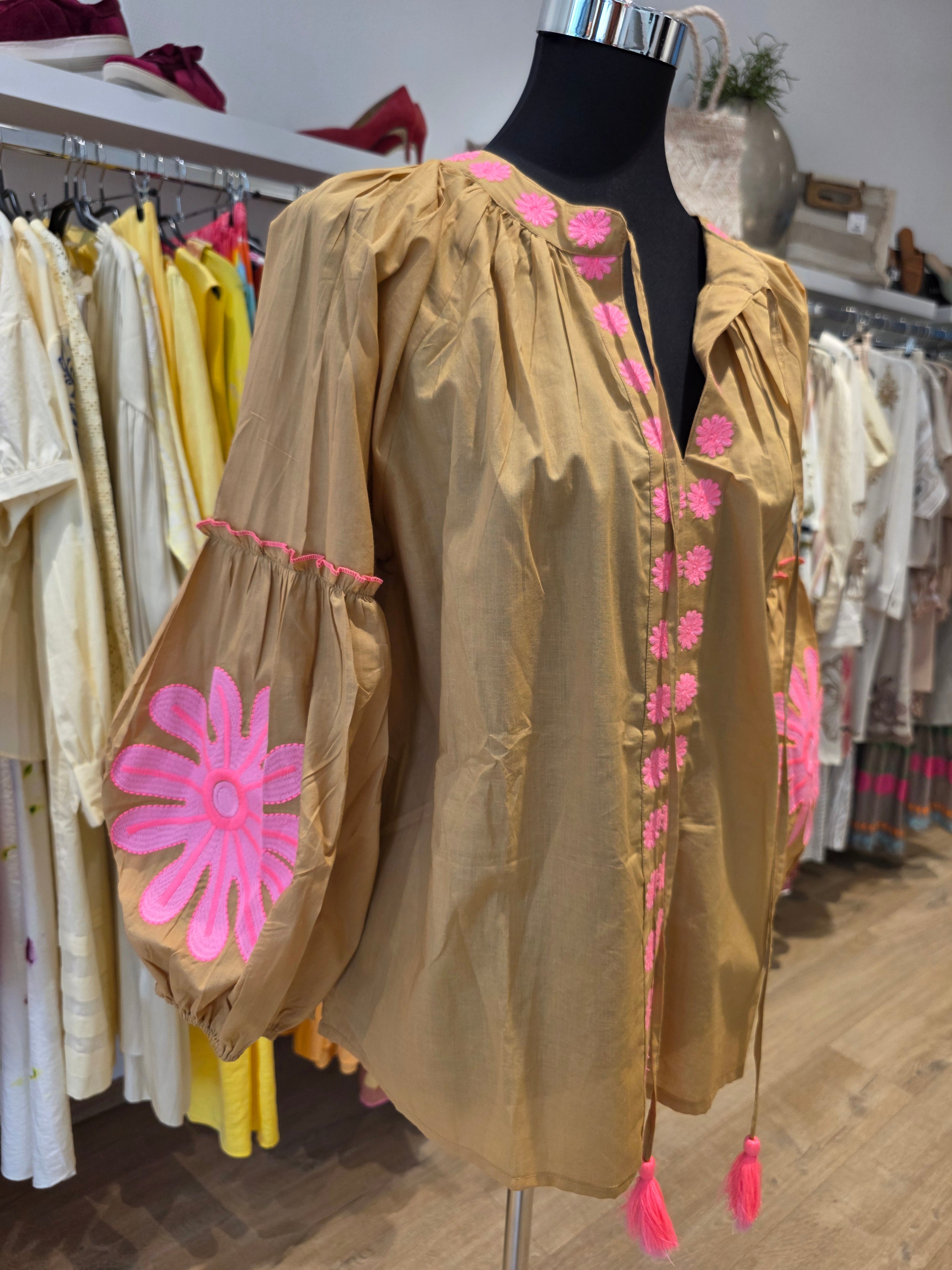 JEP HOLLAND TUNIKA BLUSE SAND/BEIGE BAUMWOLLE GR.L