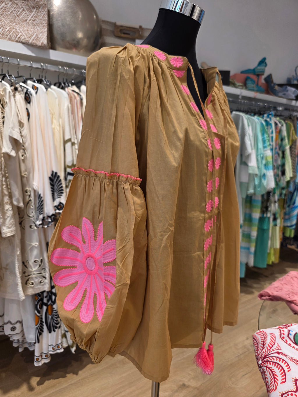JEP HOLLAND TUNIKA BLUSE SAND/BEIGE BAUMWOLLE GR.L