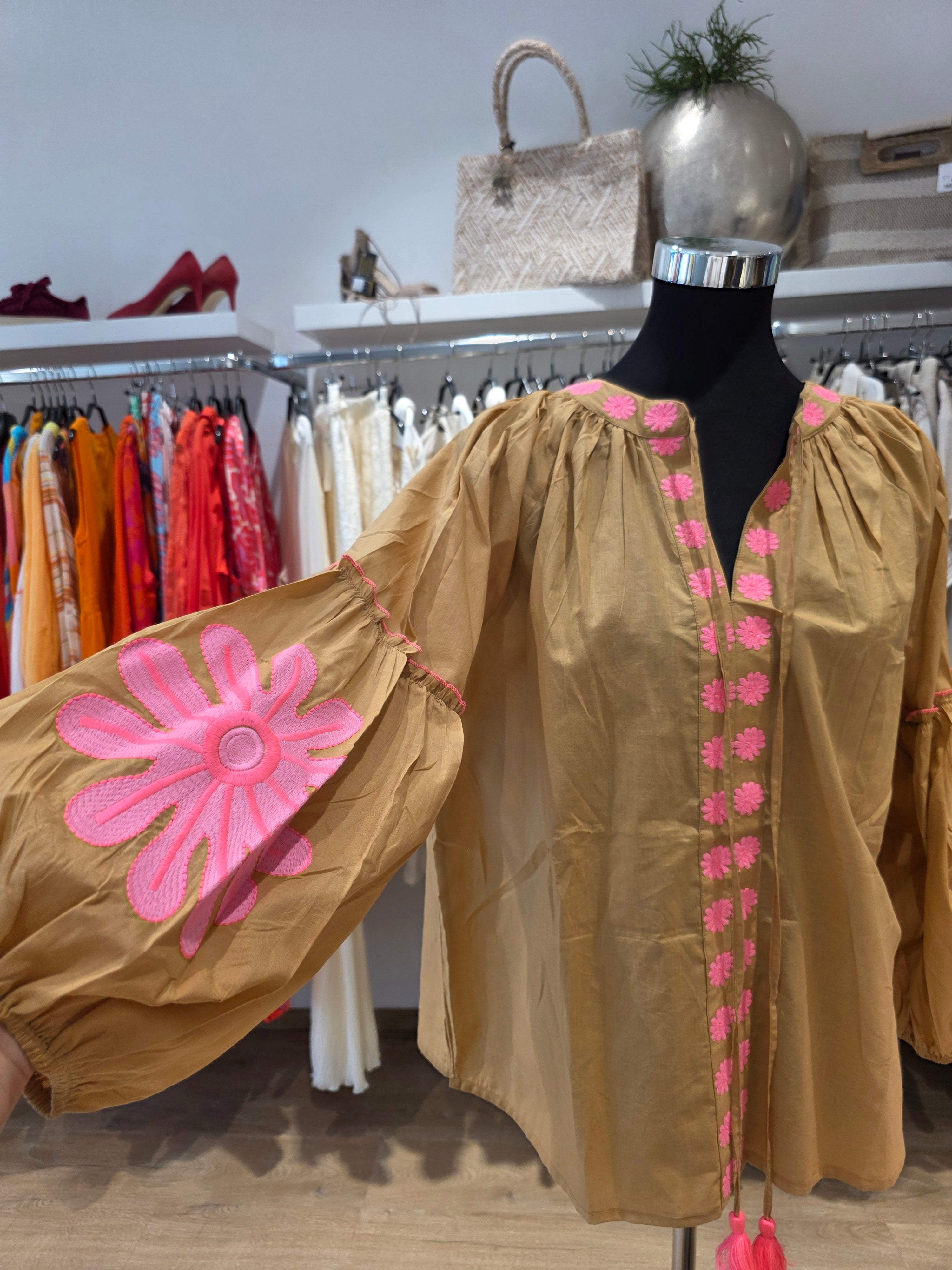 JEP HOLLAND TUNIKA BLUSE SAND/BEIGE BAUMWOLLE GR.L