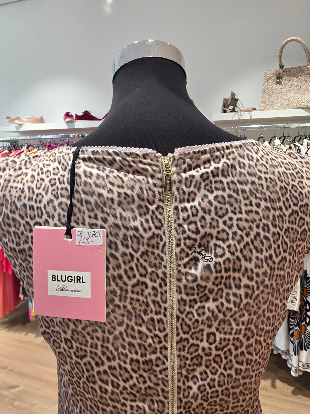 BLUGIRL BLUMARINE KLEID ETUIKLEID LEO TAUPE GR.36/38