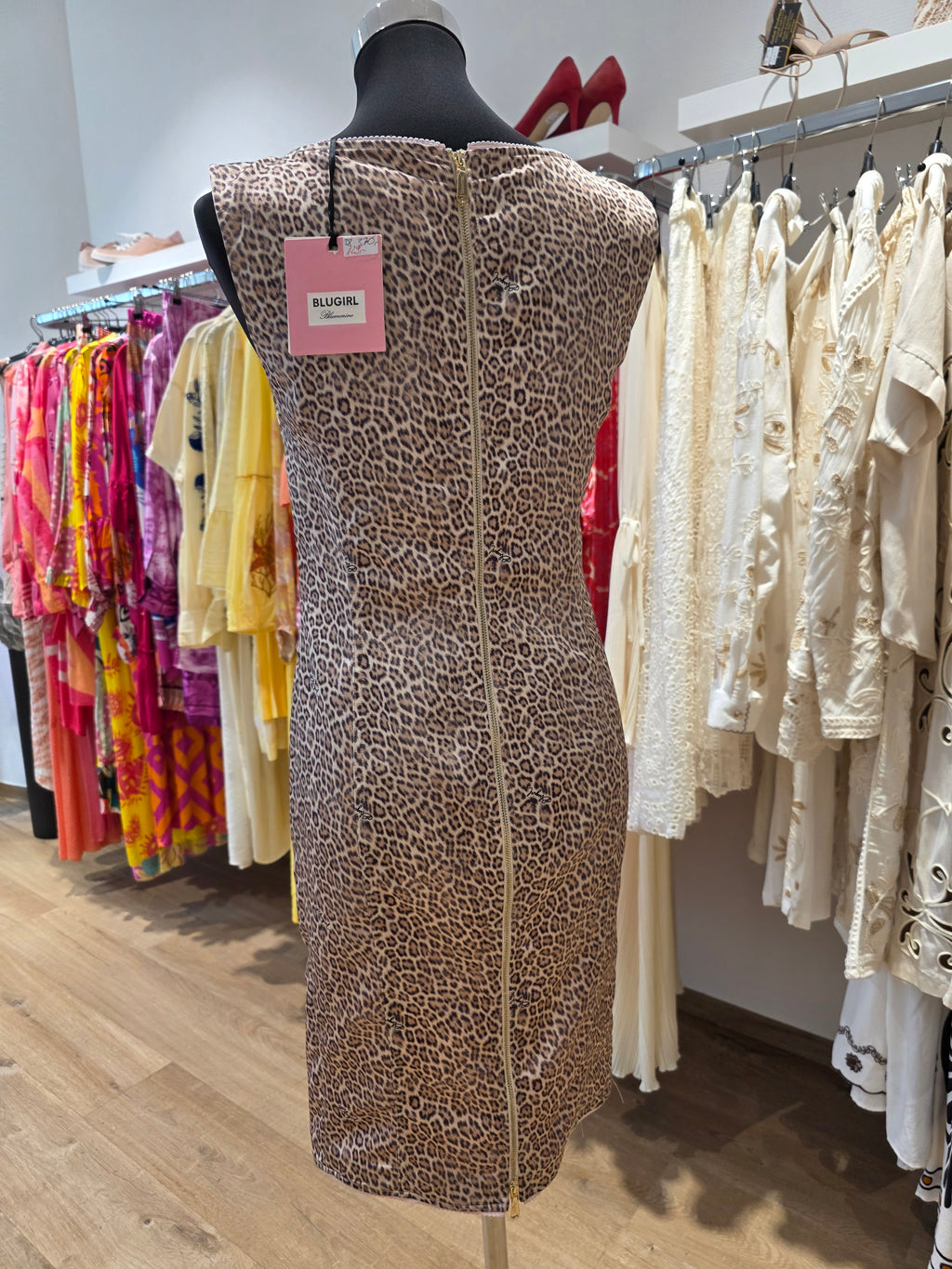 BLUGIRL BLUMARINE KLEID ETUIKLEID LEO TAUPE GR.36/38